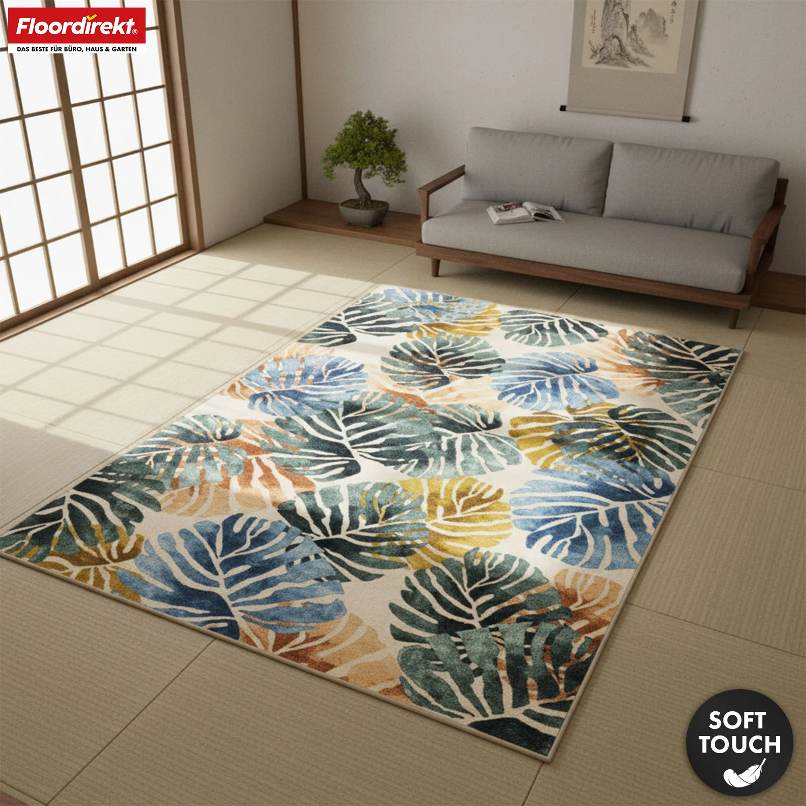 Wohnteppich | Amazonia | Moderner Teppich mit Blätterdesign | Rutschfest, strapazierfähig & pflegeleicht | Verschiedene Größen verfügbar - Image 6
