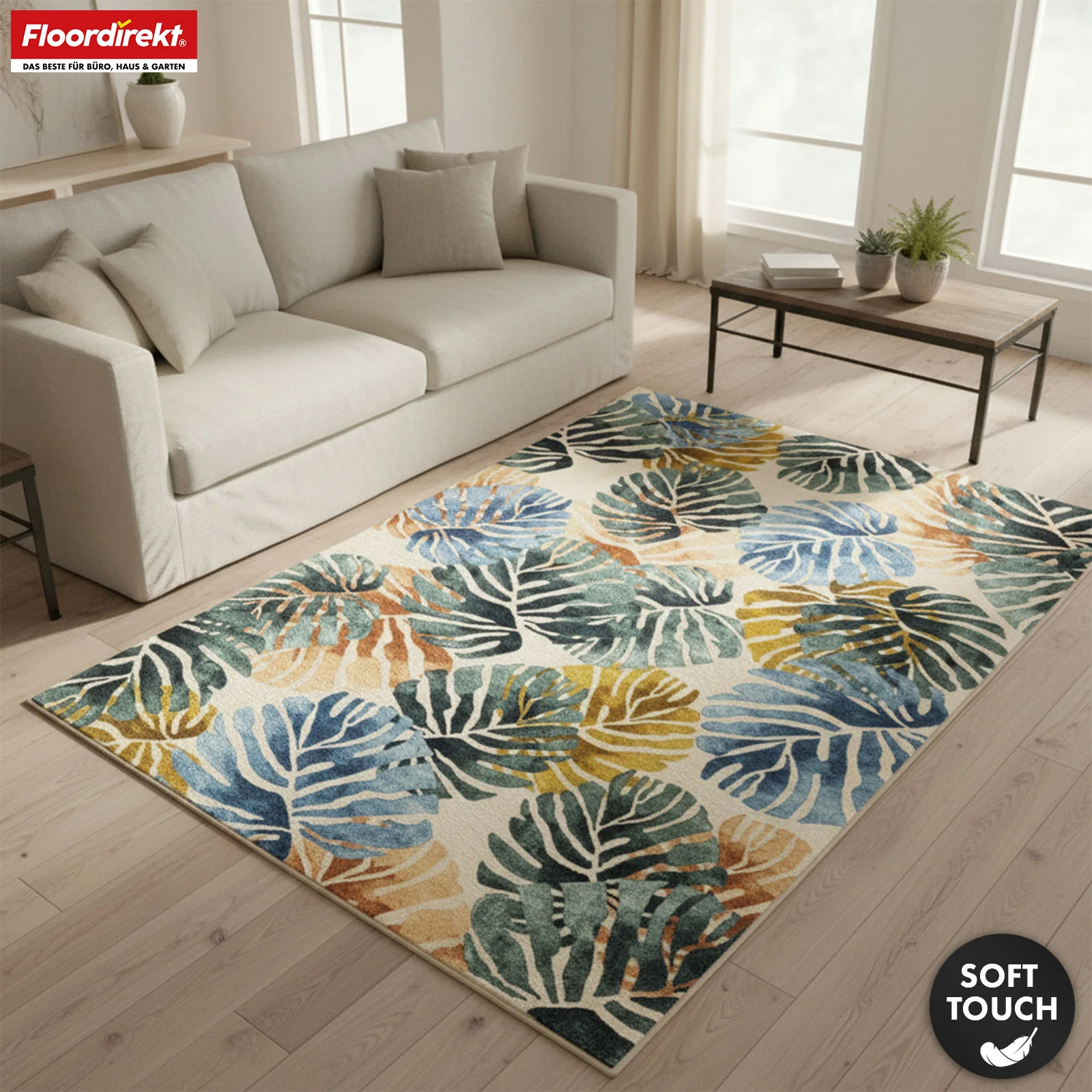 Wohnteppich | Amazonia | Moderner Teppich mit Blätterdesign | Rutschfest, strapazierfähig & pflegeleicht | Verschiedene Größen verfügbar - Image 7