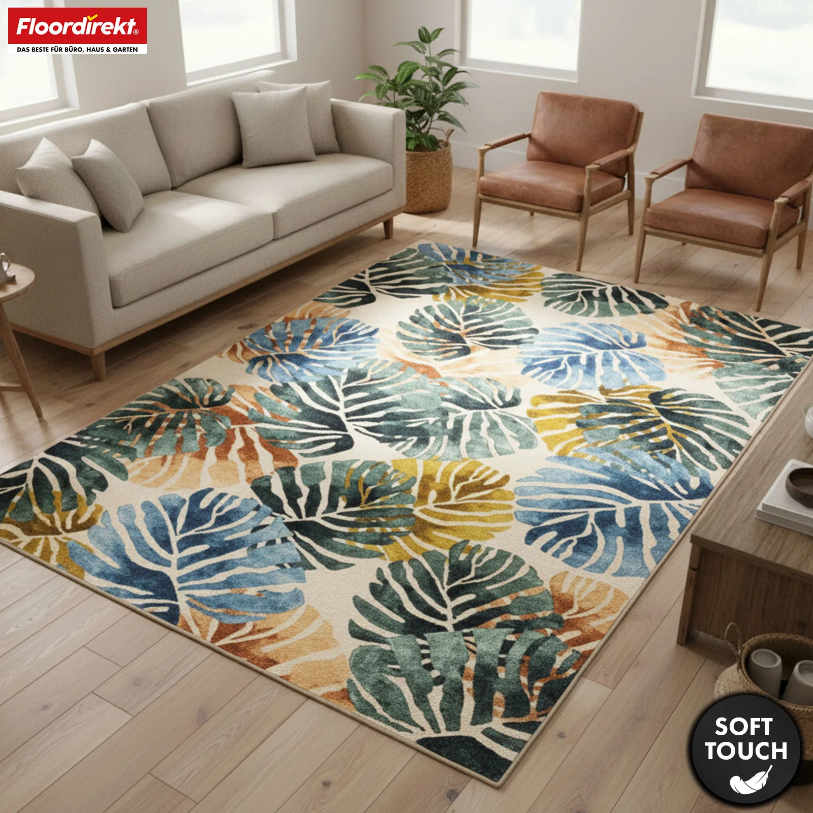 Wohnteppich | Amazonia | Moderner Teppich mit Blätterdesign | Rutschfest, strapazierfähig & pflegeleicht | Verschiedene Größen verfügbar - Image 8