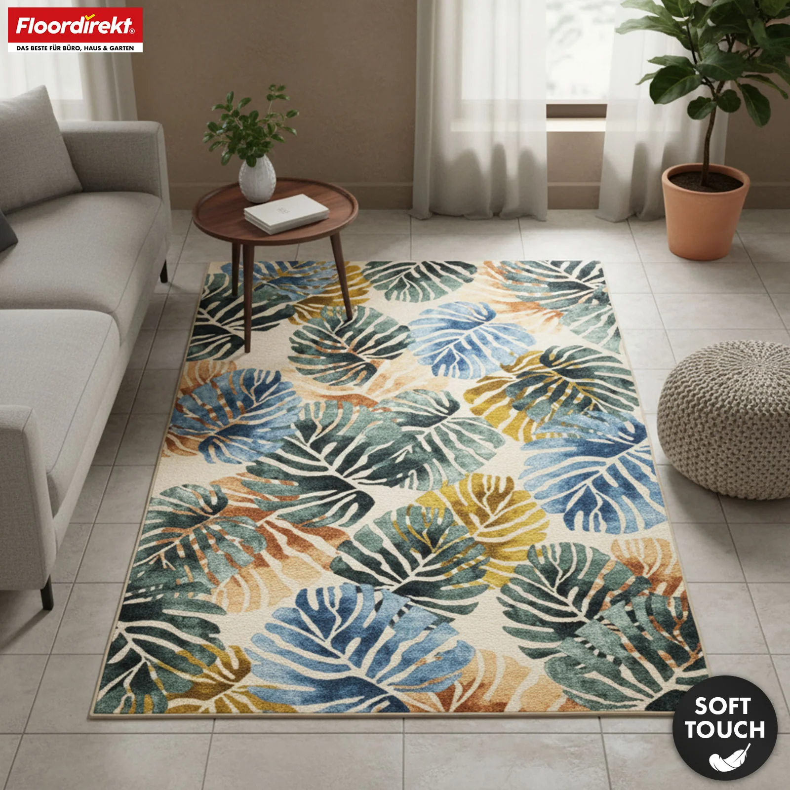 Wohnteppich | Amazonia | Moderner Teppich mit Blätterdesign | Rutschfest, strapazierfähig & pflegeleicht | Verschiedene Größen verfügbar - Image 9