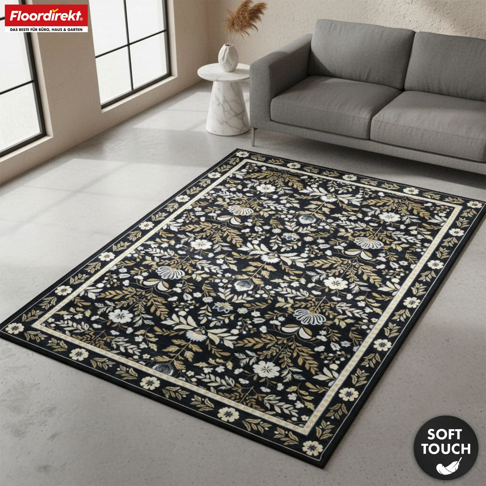 Wohnteppich | Aristo | Eleganter Teppich mit klassischem Blumen-Design | Rutschfest, langlebig & pflegeleicht | Verschiedene Größen verfügbar - Image 6
