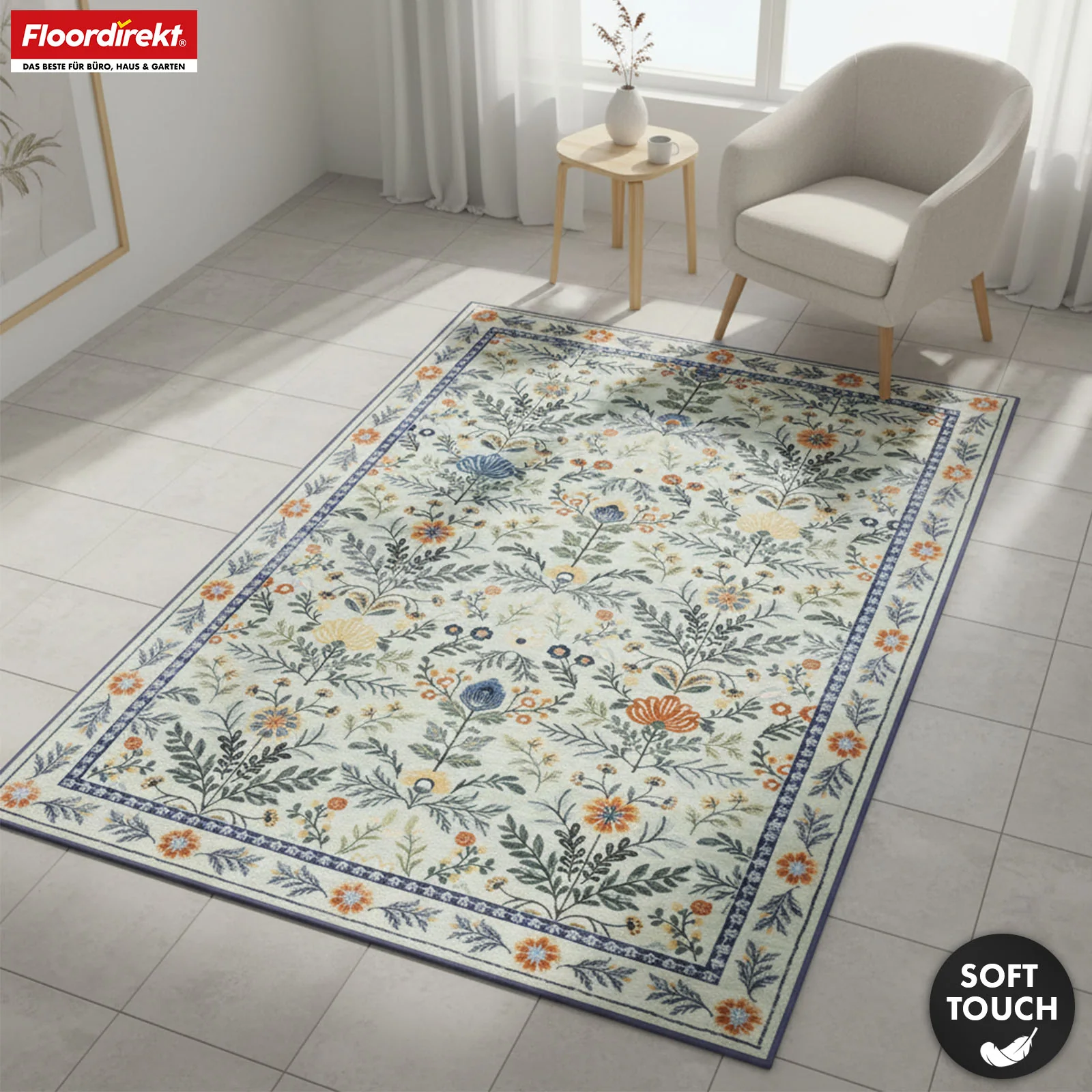 Wohnteppich | Cascada | Eleganter Teppich mit Blumen-Design in harmonischen Farben | Rutschfest, strapazierfähig & pflegeleicht | In verschiedenen Größen - Image 6