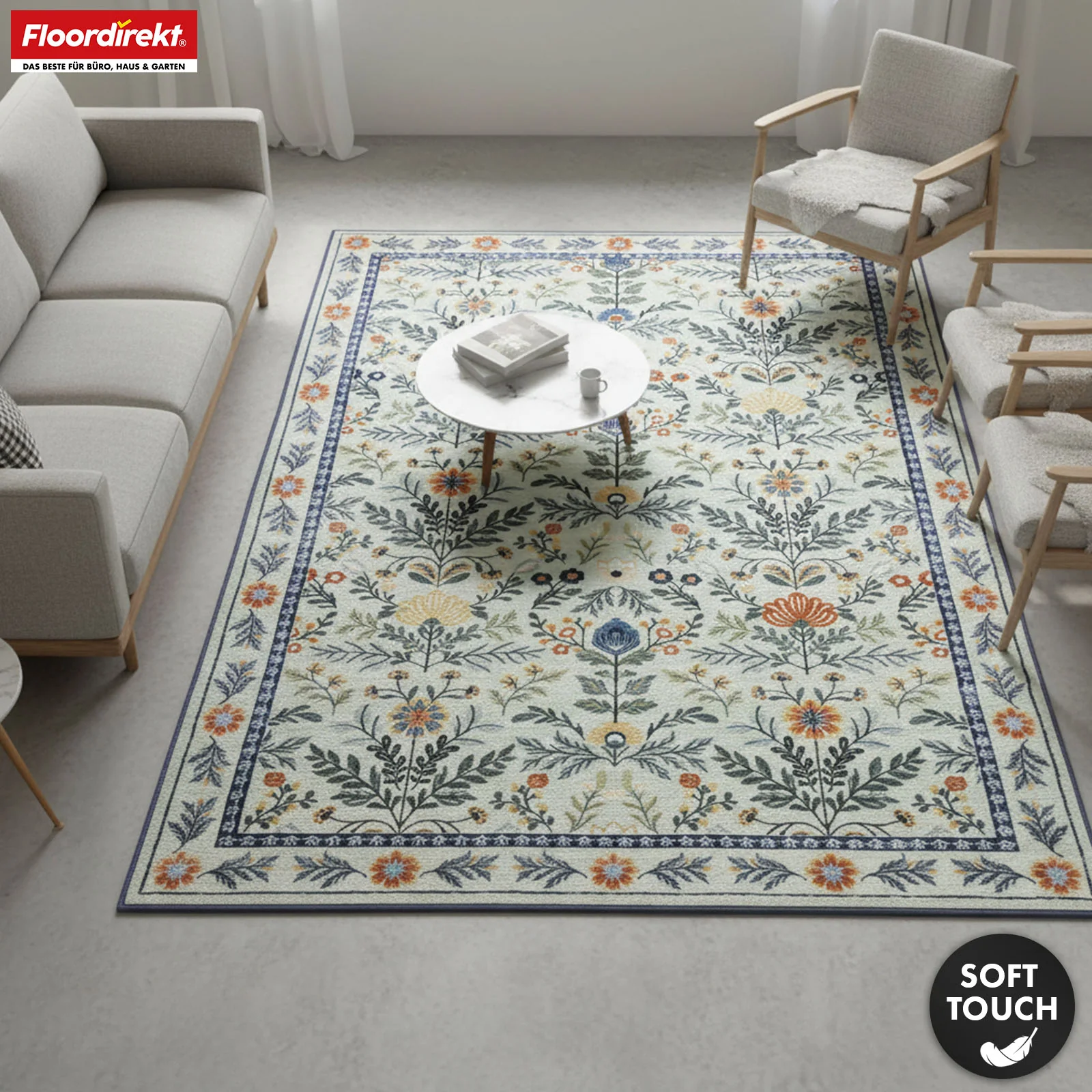 Wohnteppich | Cascada | Eleganter Teppich mit Blumen-Design in harmonischen Farben | Rutschfest, strapazierfähig & pflegeleicht | In verschiedenen Größen - Image 7