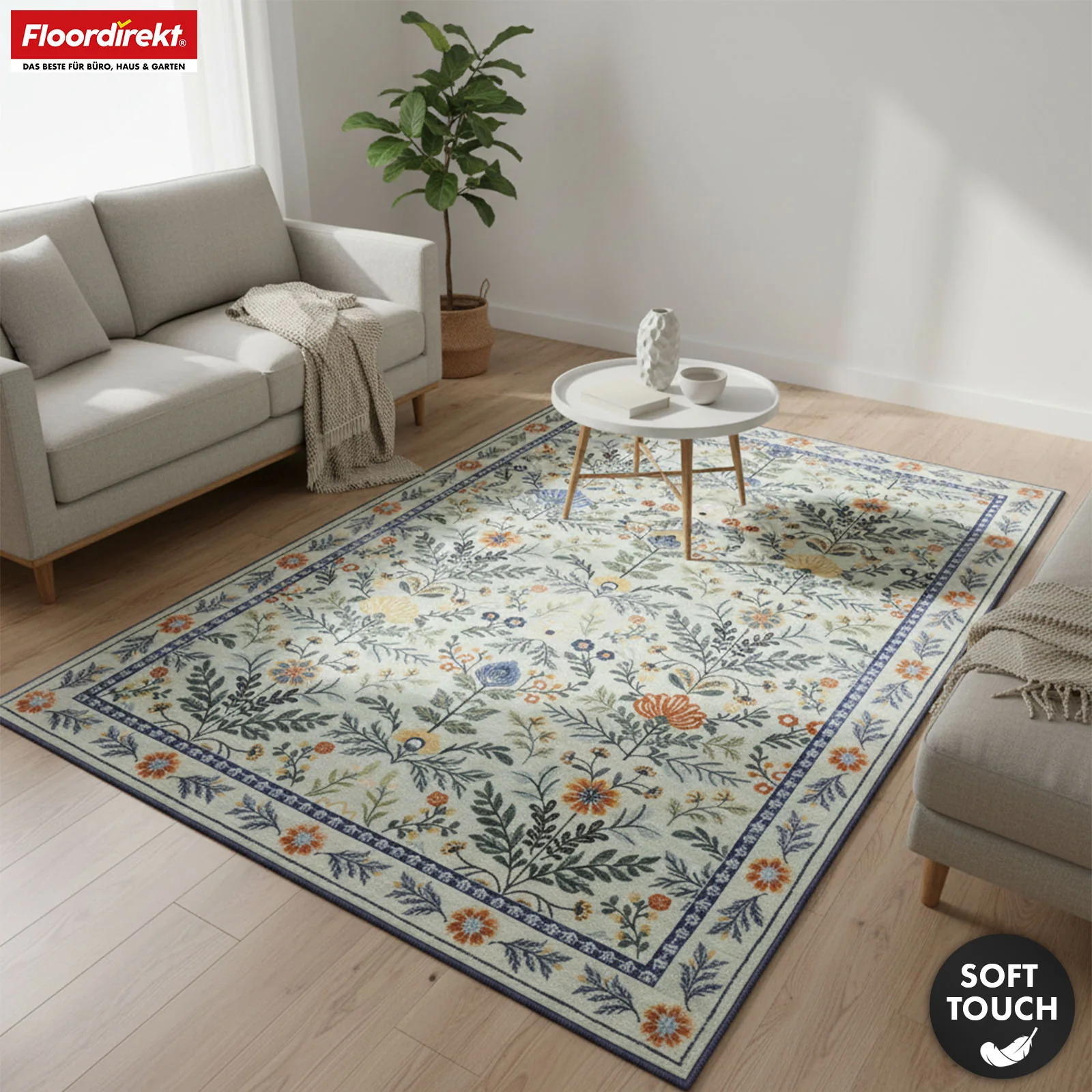 Wohnteppich | Cascada | Eleganter Teppich mit Blumen-Design in harmonischen Farben | Rutschfest, strapazierfähig & pflegeleicht | In verschiedenen Größen - Image 8
