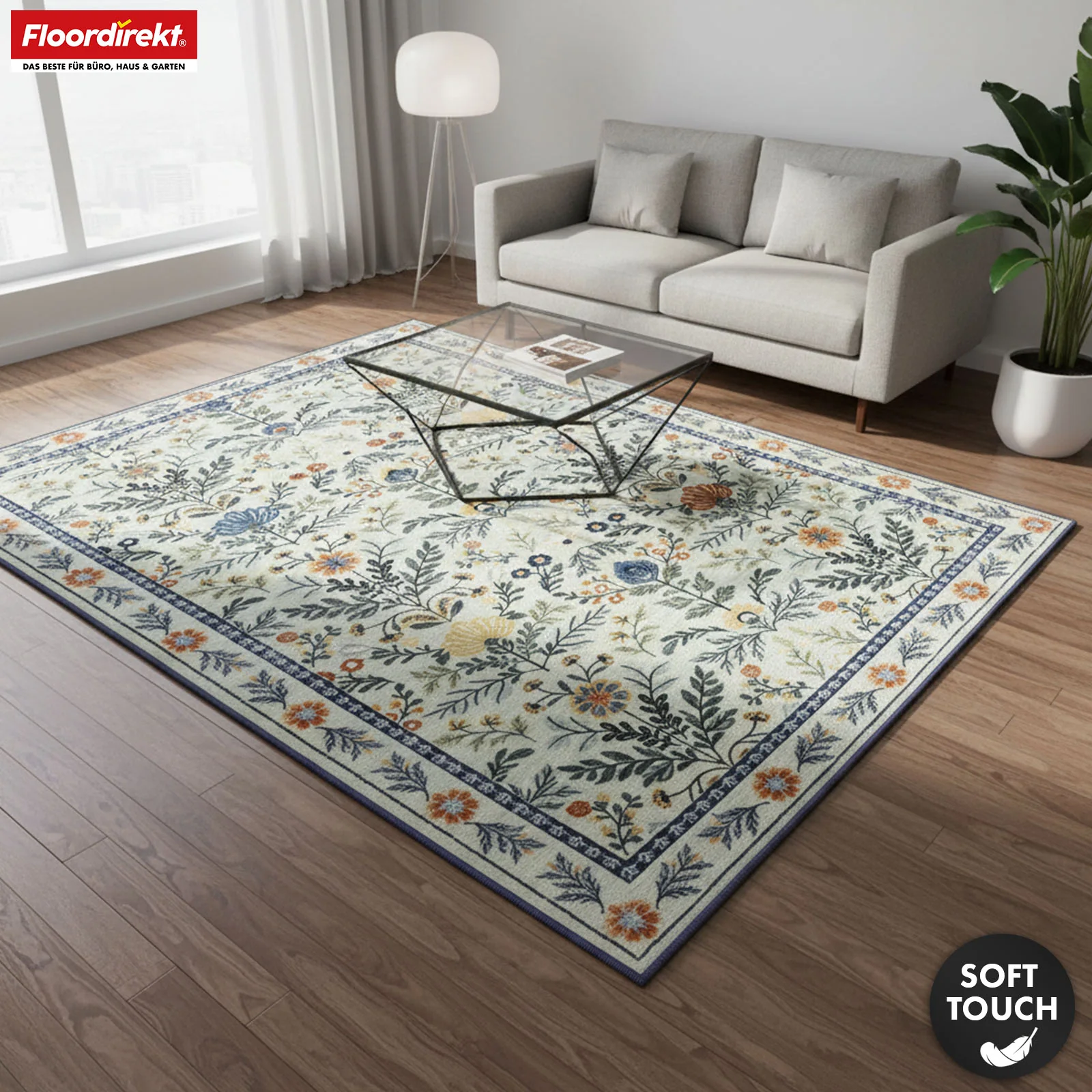 Wohnteppich | Cascada | Eleganter Teppich mit Blumen-Design in harmonischen Farben | Rutschfest, strapazierfähig & pflegeleicht | In verschiedenen Größen - Image 9