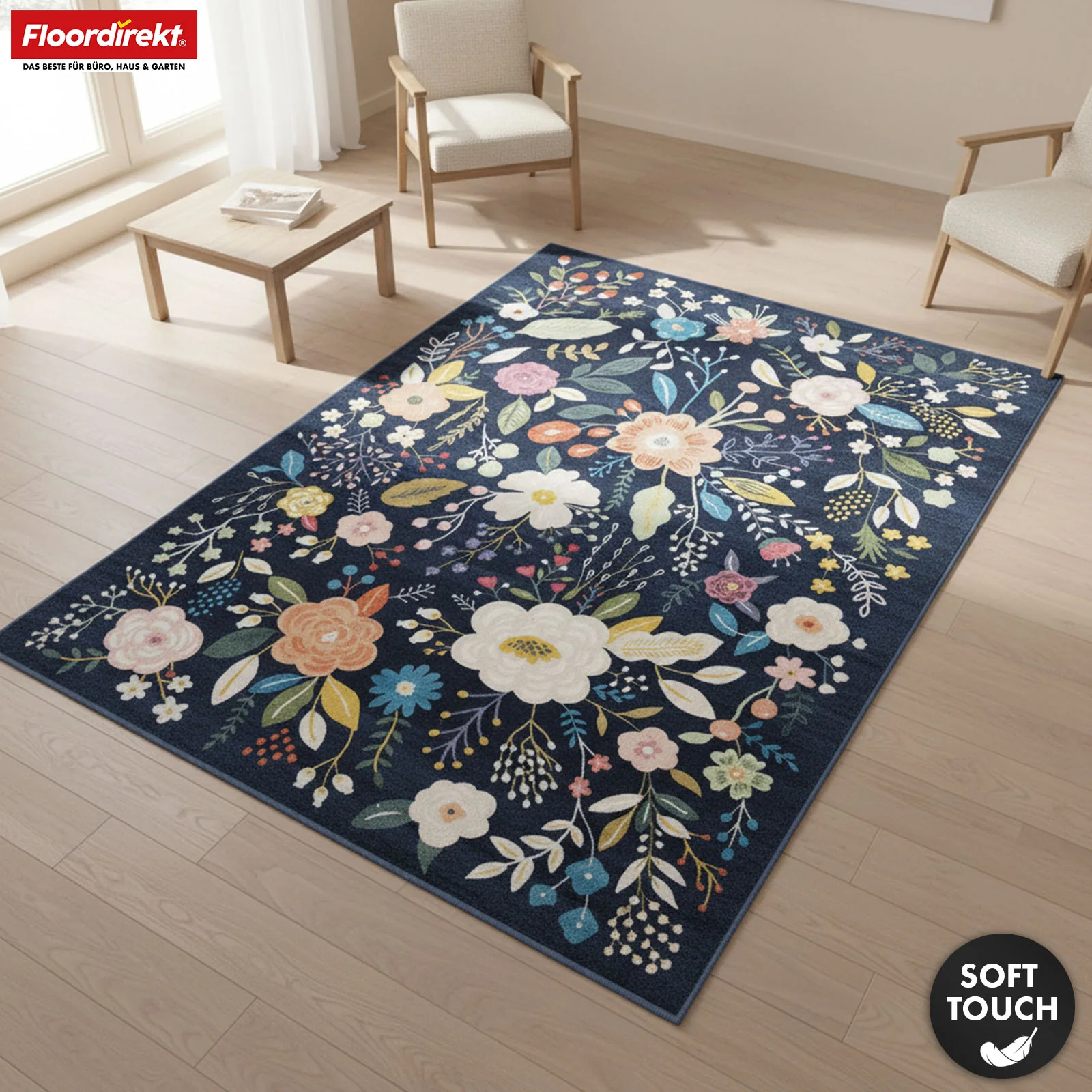 Wohnteppich | Damaskus | Moderner Teppich mit floralem Design | Rutschfest, strapazierfähig & pflegeleicht | In verschiedenen Größen - Image 10