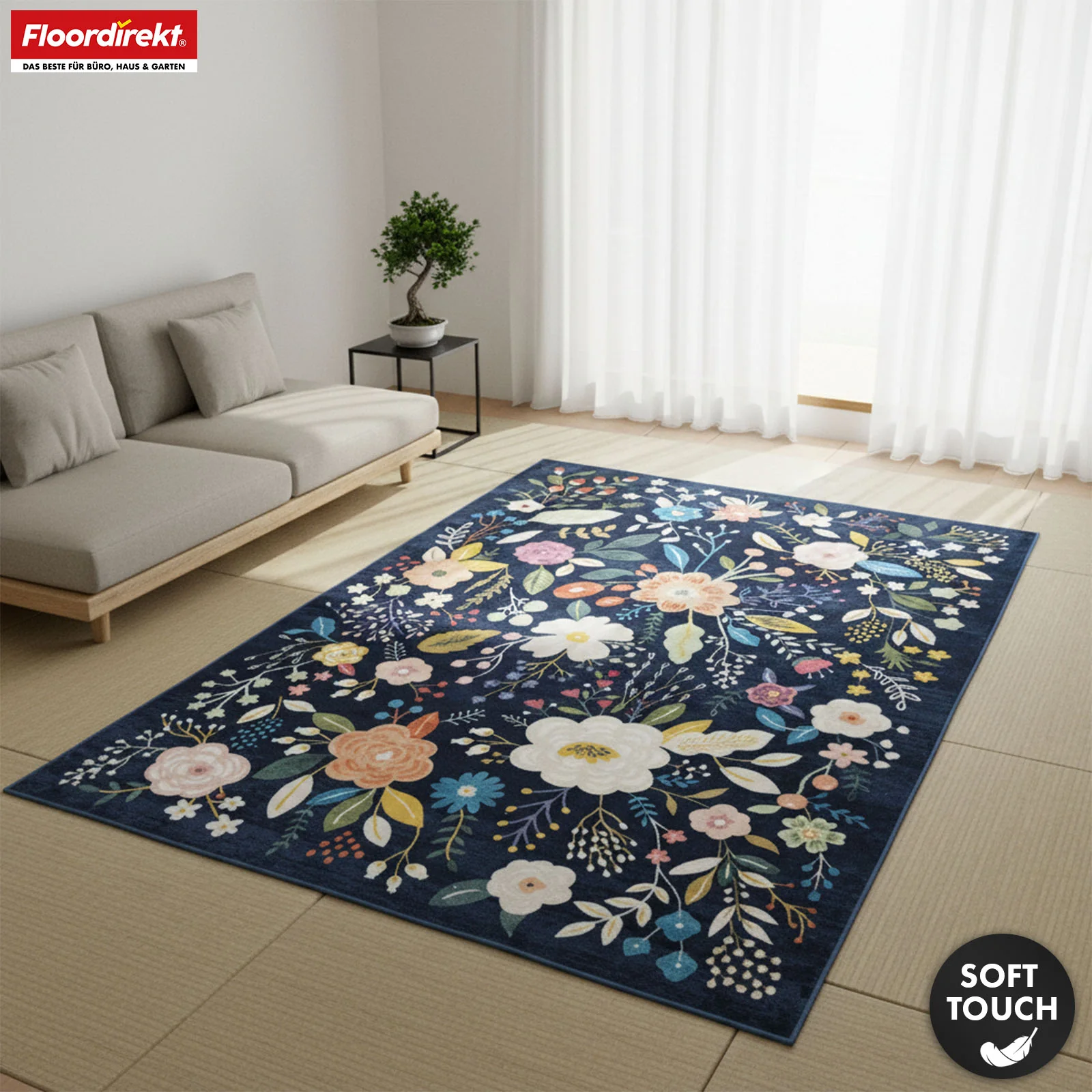 Wohnteppich | Damaskus | Moderner Teppich mit floralem Design | Rutschfest, strapazierfähig & pflegeleicht | In verschiedenen Größen - Image 5