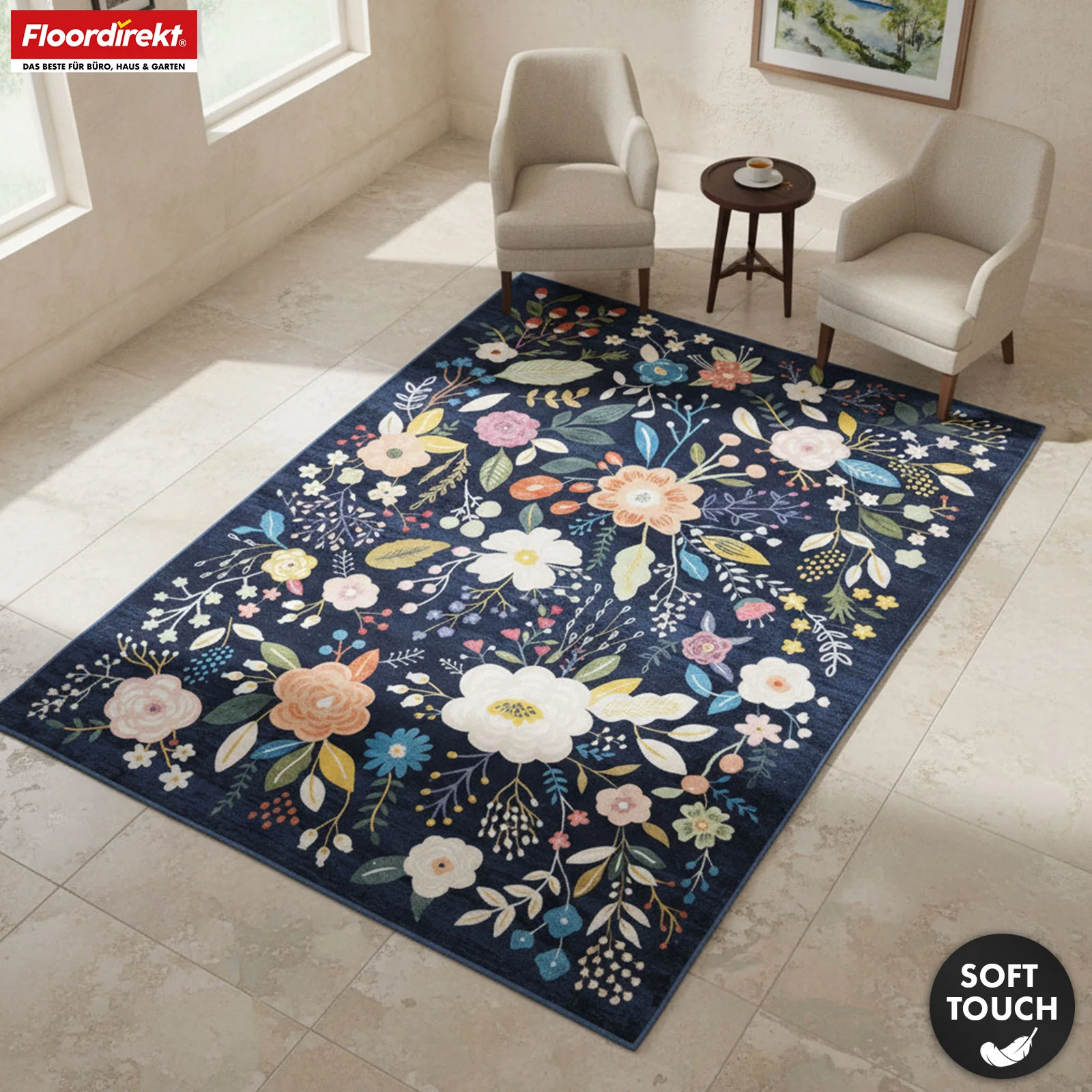 Wohnteppich | Damaskus | Moderner Teppich mit floralem Design | Rutschfest, strapazierfähig & pflegeleicht | In verschiedenen Größen - Image 7