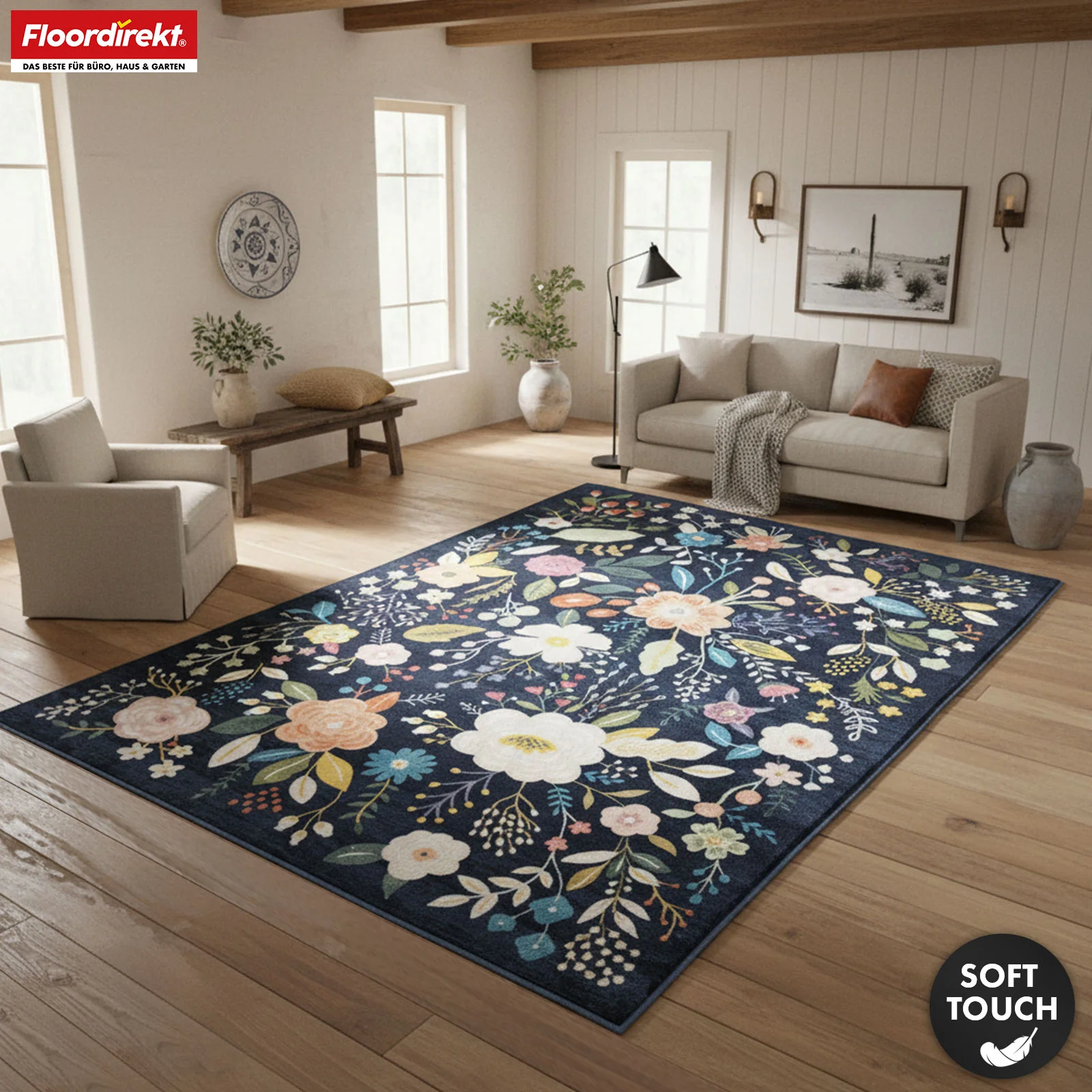 Wohnteppich | Damaskus | Moderner Teppich mit floralem Design | Rutschfest, strapazierfähig & pflegeleicht | In verschiedenen Größen - Image 9