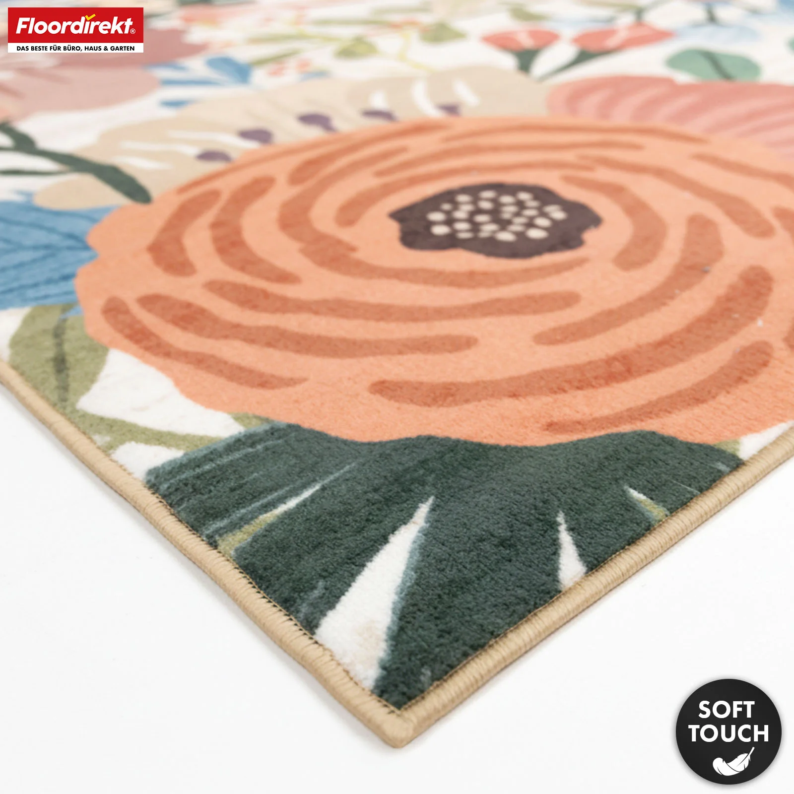 Wohnteppich | Fleur | Moderner Teppich mit farbenfrohem Blumen-Design | Rutschfest, strapazierfähig & pflegeleicht | Verschiedene Größen verfügbar - Image 4