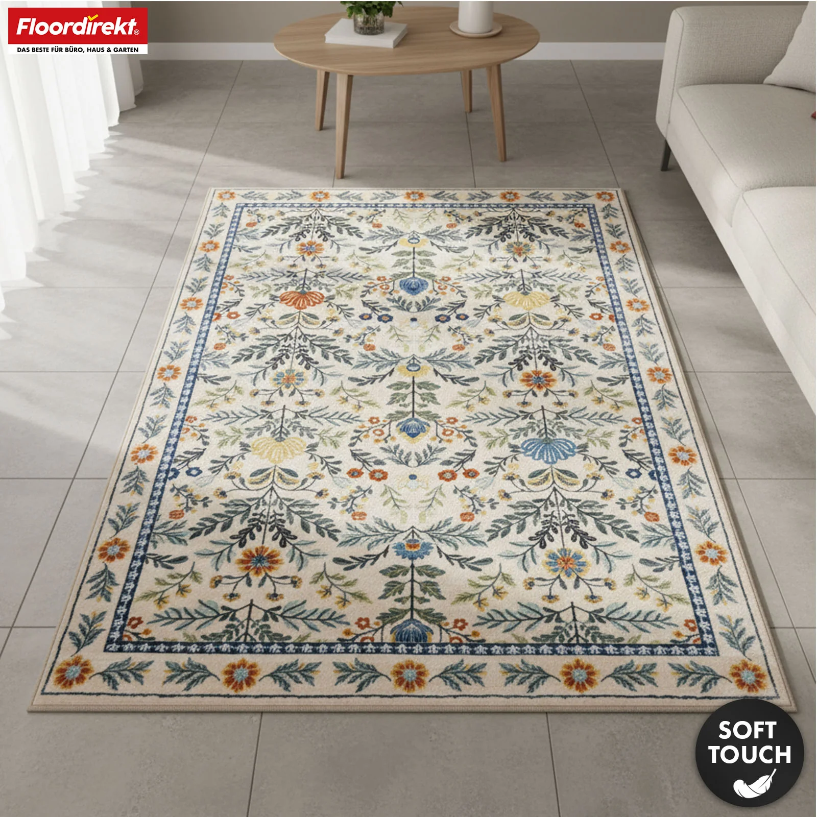 Wohnteppich | Orientalis | Klassischer Teppich mit orientalischem Blumenmuster | Rutschfest, strapazierfähig & pflegeleicht | In verschiedenen Größen - Image 10