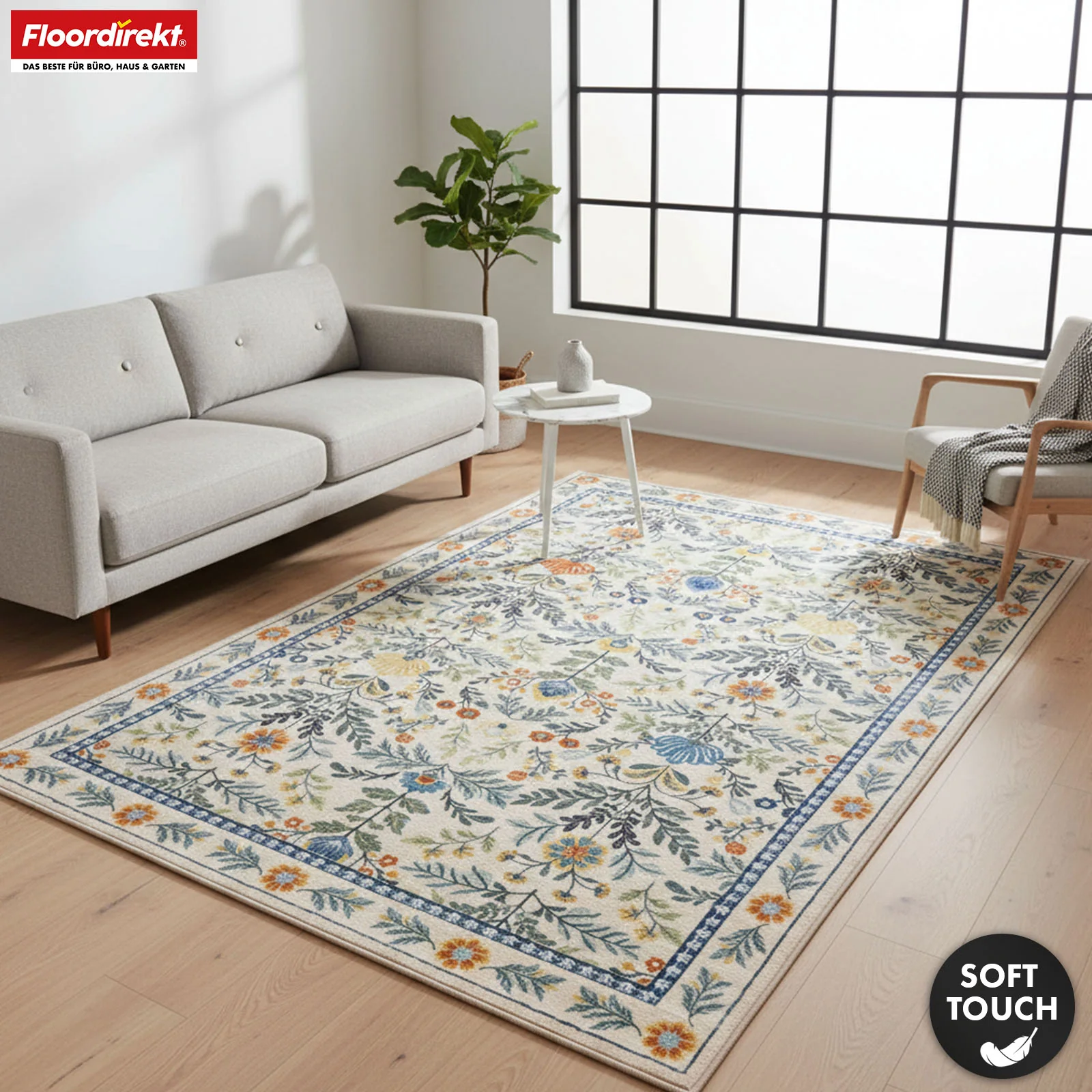 Wohnteppich | Orientalis | Klassischer Teppich mit orientalischem Blumenmuster | Rutschfest, strapazierfähig & pflegeleicht | In verschiedenen Größen - Image 5