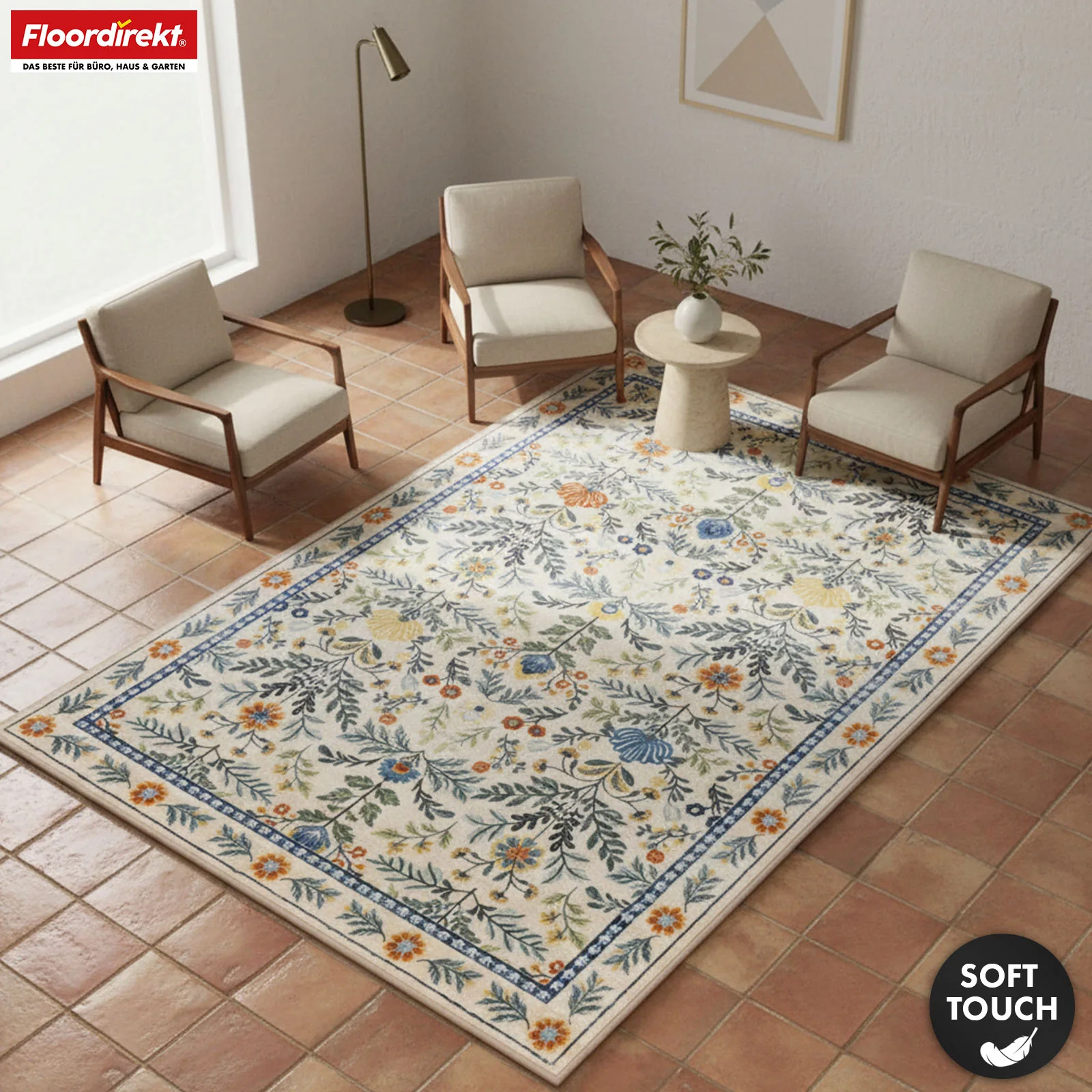 Wohnteppich | Orientalis | Klassischer Teppich mit orientalischem Blumenmuster | Rutschfest, strapazierfähig & pflegeleicht | In verschiedenen Größen - Image 7