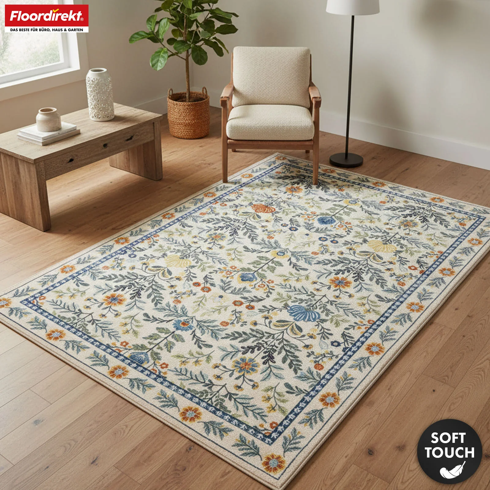 Wohnteppich | Orientalis | Klassischer Teppich mit orientalischem Blumenmuster | Rutschfest, strapazierfähig & pflegeleicht | In verschiedenen Größen - Image 9