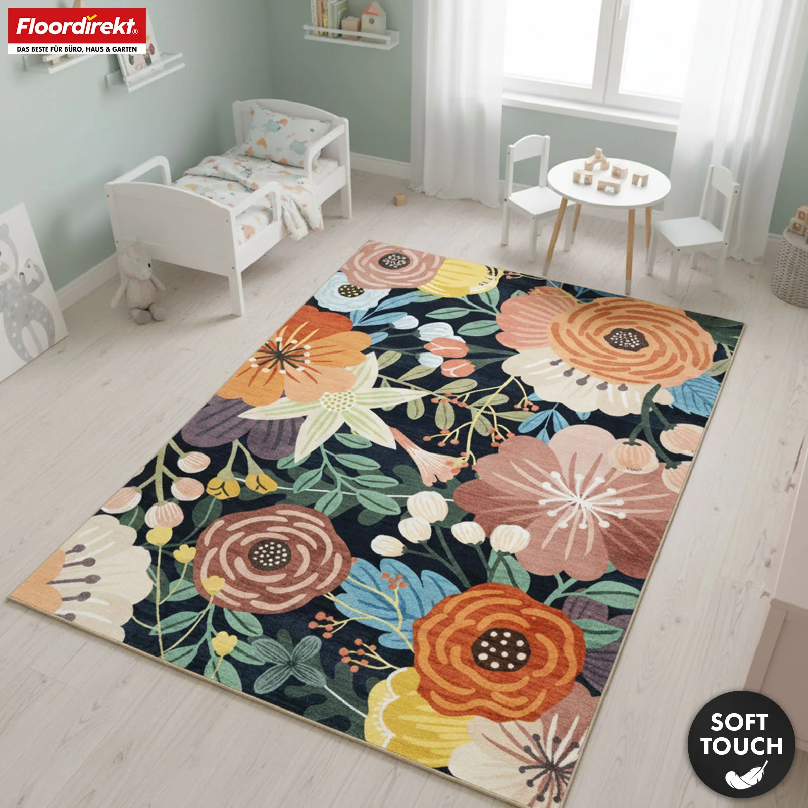 Wohnteppich | Tropica | Moderner Teppich mit tropischem Blumenmuster | Rutschfest, strapazierfähig & pflegeleicht | In verschiedenen Größen - Image 10