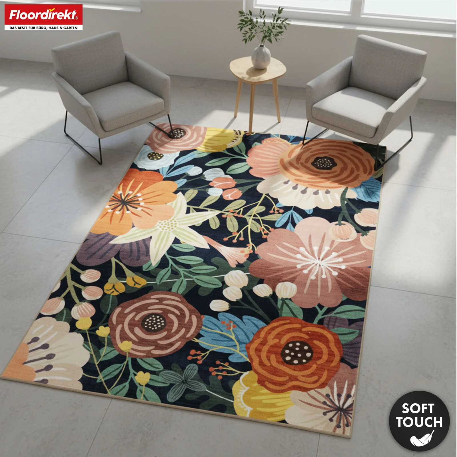 Wohnteppich | Tropica | Moderner Teppich mit tropischem Blumenmuster | Rutschfest, strapazierfähig & pflegeleicht | In verschiedenen Größen - Image 8