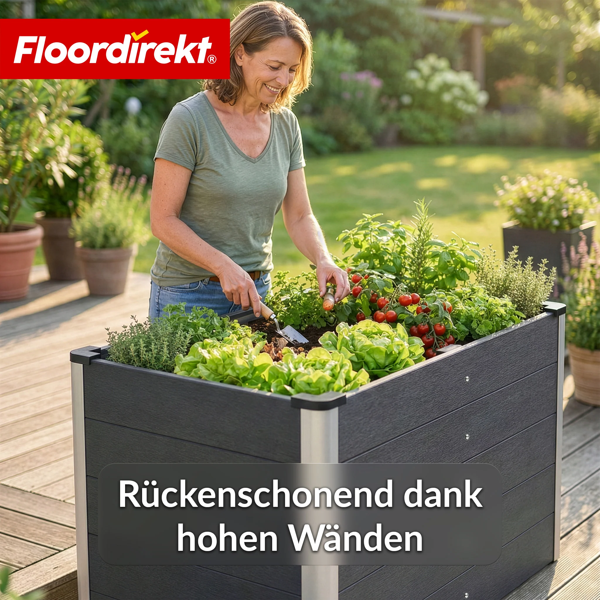 WPC-Hochbeet | Delos | 150 x 70 x 75 cm | Extra stabil mit Stützstange | Anthrazit | Mit Aluminium-Eckprofilen - Image 3