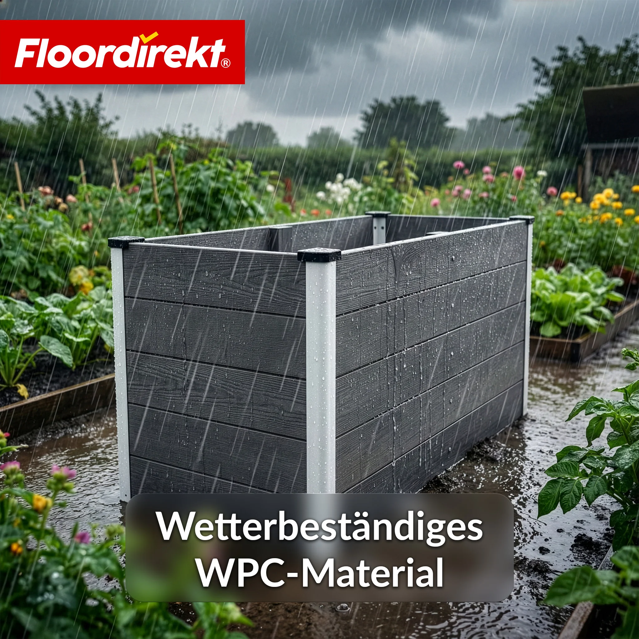 WPC-Hochbeet | Delos | 150 x 70 x 75 cm | Extra stabil mit Stützstange | Anthrazit | Mit Aluminium-Eckprofilen - Image 4