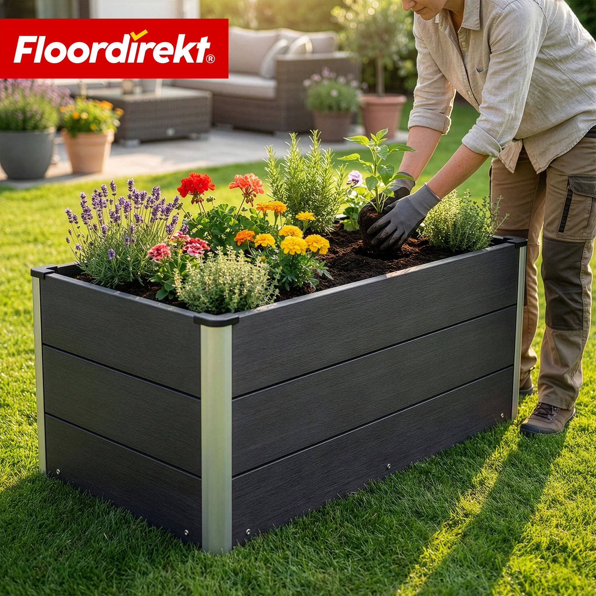 WPC-Hochbeet | Paros | Anthrazit | Wetterbeständig & langlebig | Für Garten & Terrasse | Verschiedene Größen - Image 9