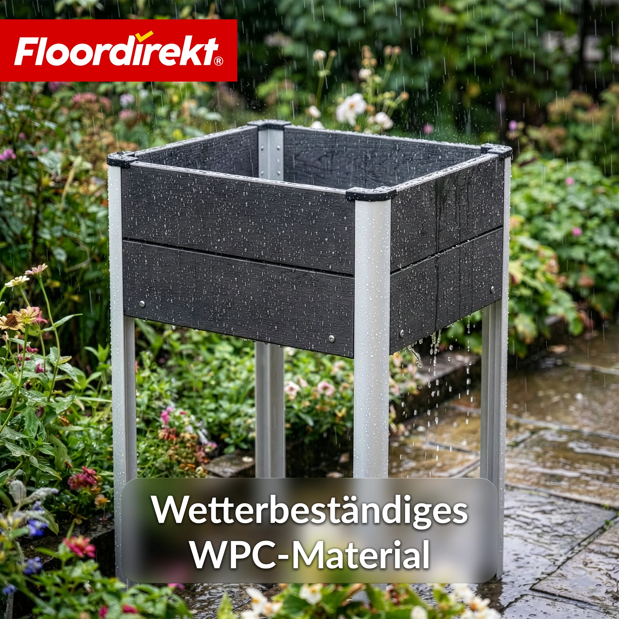 WPC-Hochbeet | Salina | Anthrazit | Hochbeet auf Stelzen 60 x 50 x 90 cm | Wetterbeständig & pflegeleicht - Image 4