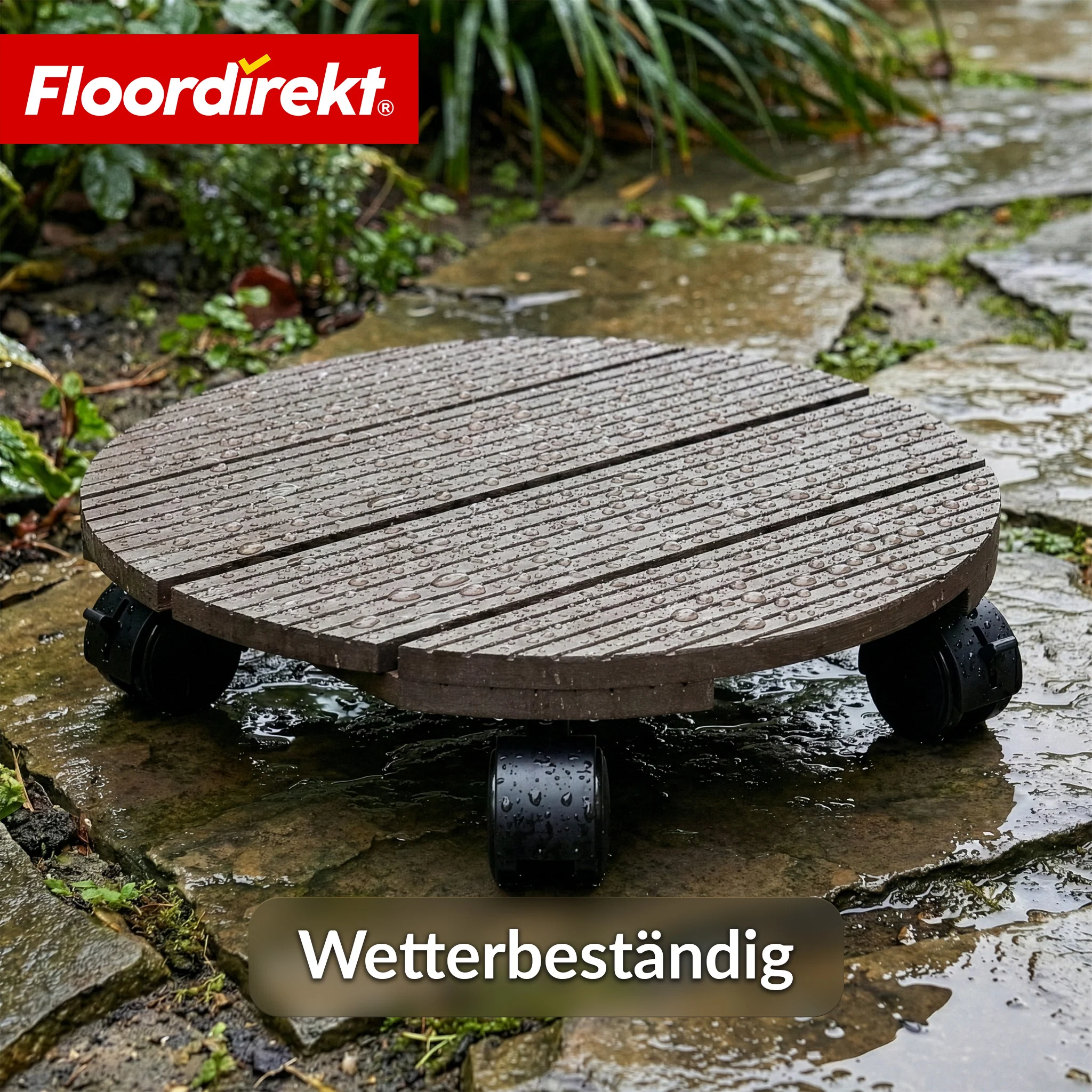 WPC-Pflanzenroller | Countess | Rolluntersetzer Ø 30 cm | 4 Lenkrollen 360° & Feststellbremse | bis 80 kg belastbar - Image 6