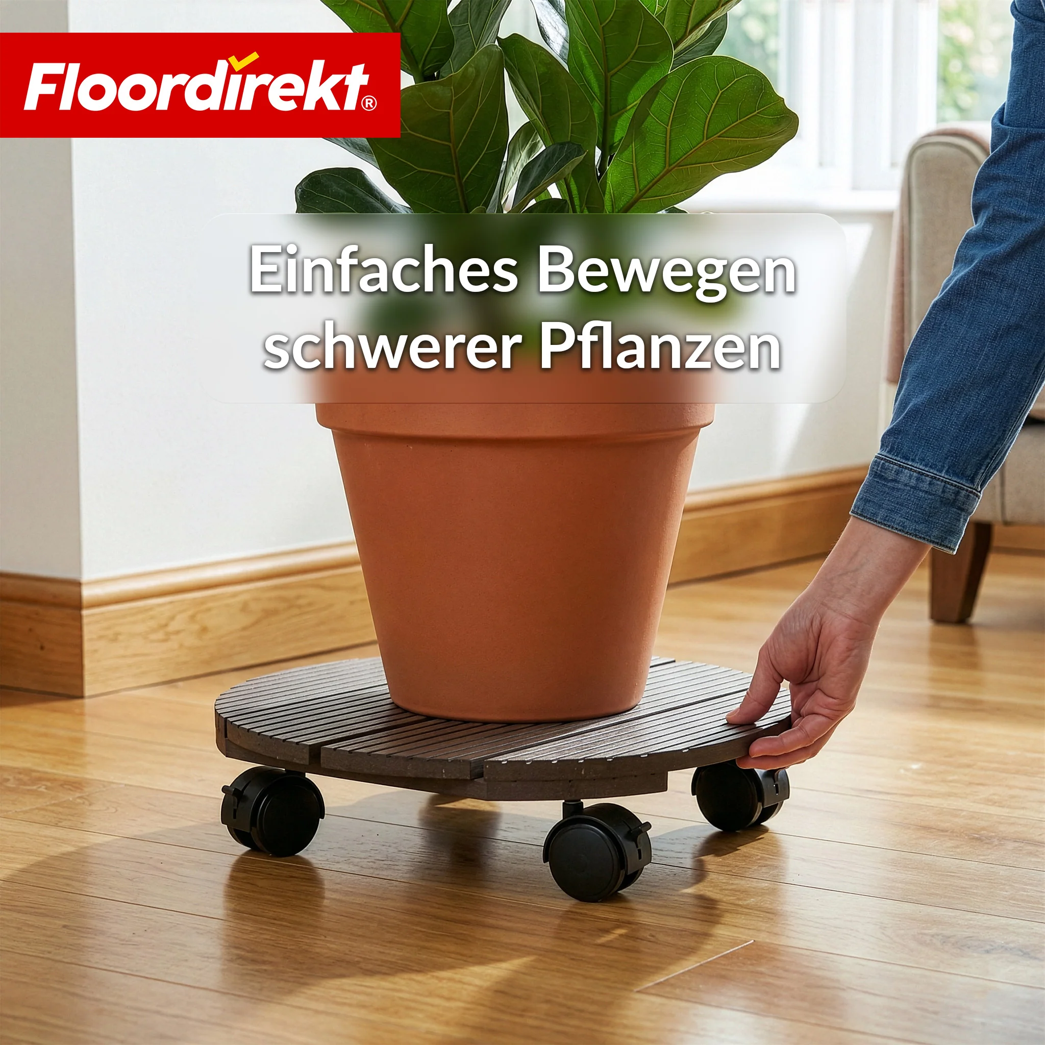 WPC-Pflanzenroller | Countess | Rolluntersetzer Ø 30 cm | 4 Lenkrollen 360° & Feststellbremse | bis 80 kg belastbar - Image 8