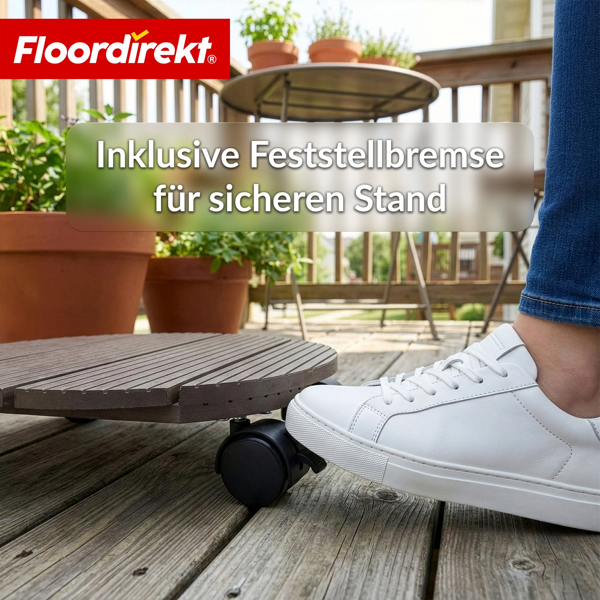 WPC-Pflanzenroller | Countess | Rolluntersetzer Ø 30 cm | 4 Lenkrollen 360° & Feststellbremse | bis 80 kg belastbar - Image 9