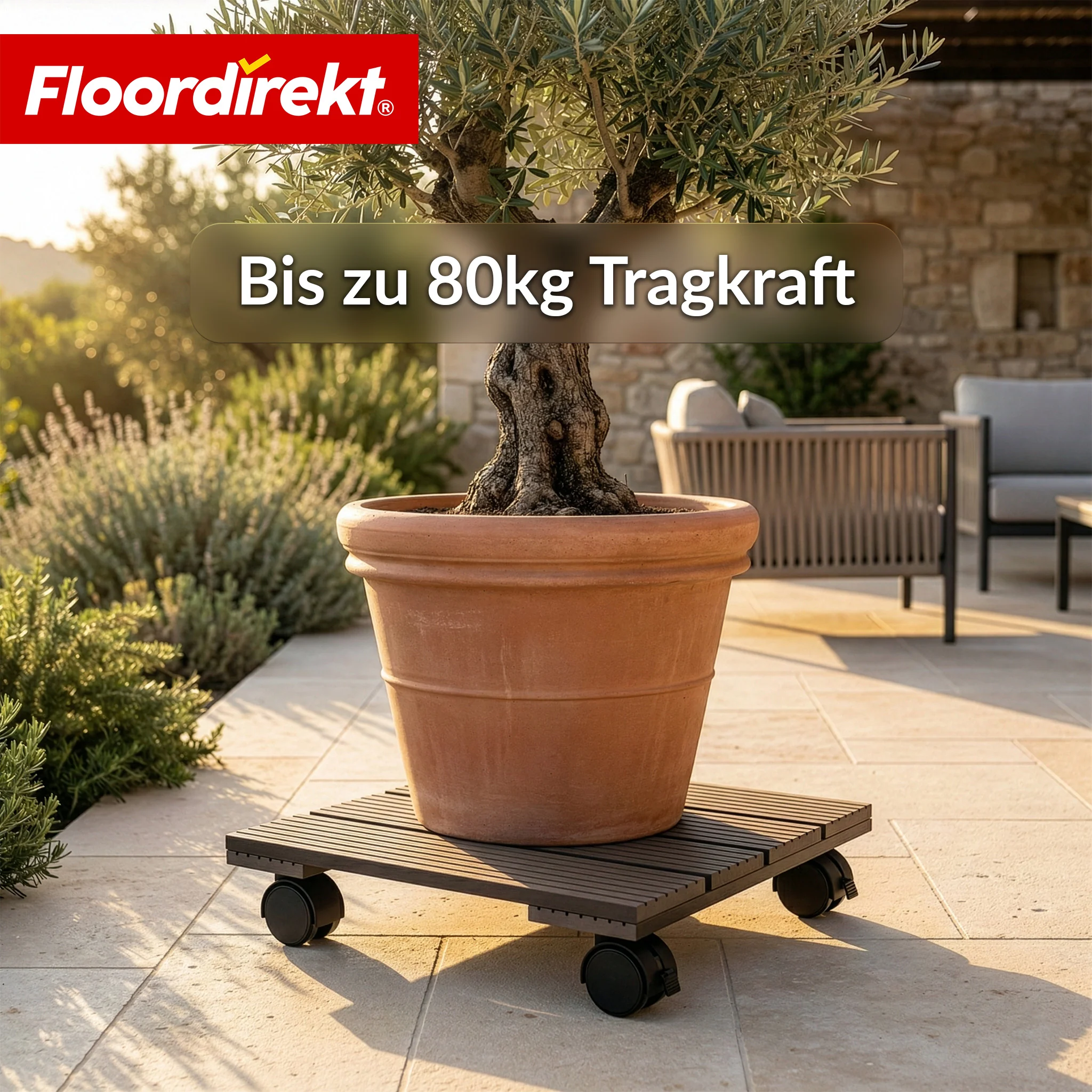 WPC-Pflanzenroller | Marquis | Rolluntersetzer 30 x 30 cm | 360° Lenkrollen mit Bremse | Tragkraft bis 80 kg - Image 5