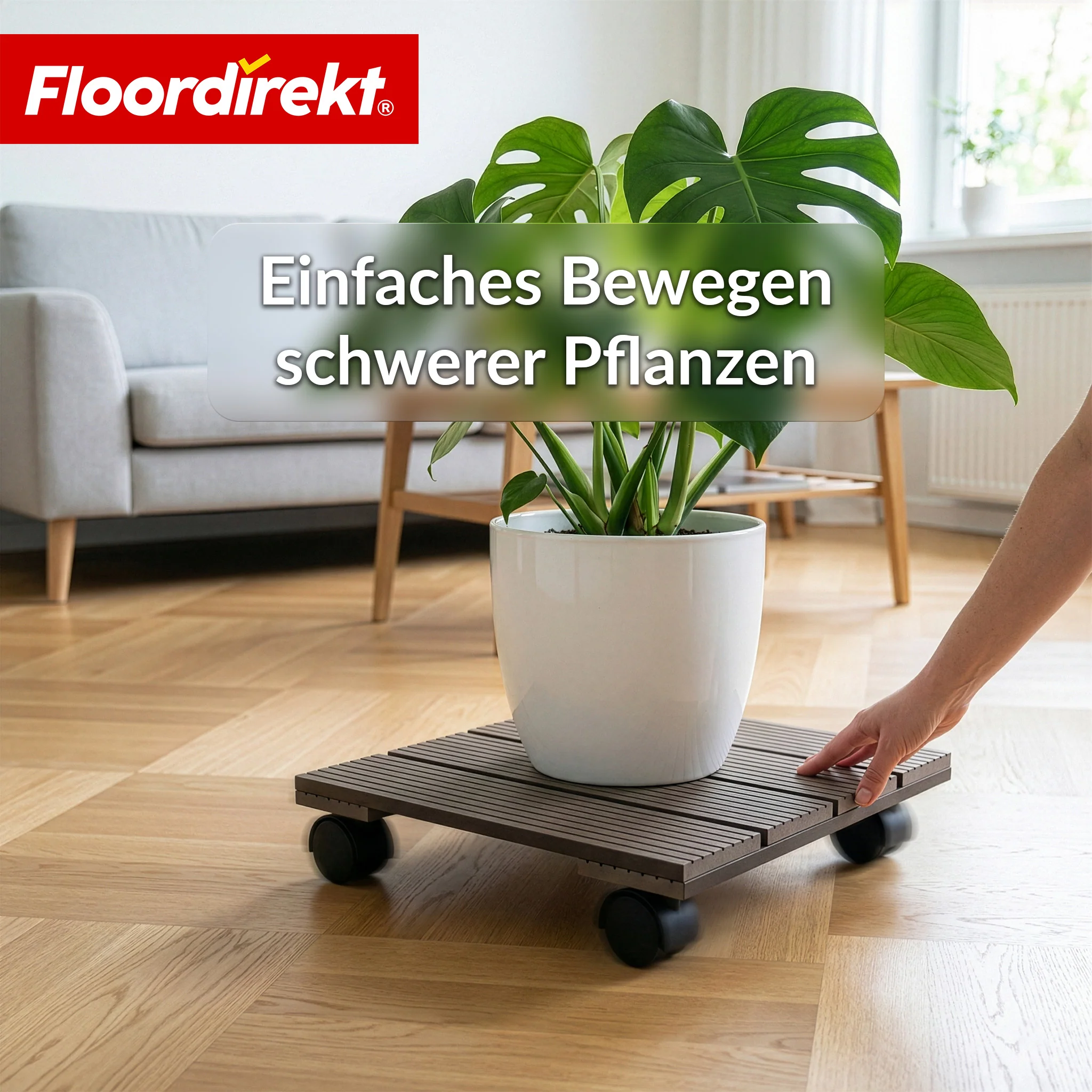 WPC-Pflanzenroller | Marquis | Rolluntersetzer 30 x 30 cm | 360° Lenkrollen mit Bremse | Tragkraft bis 80 kg - Image 8