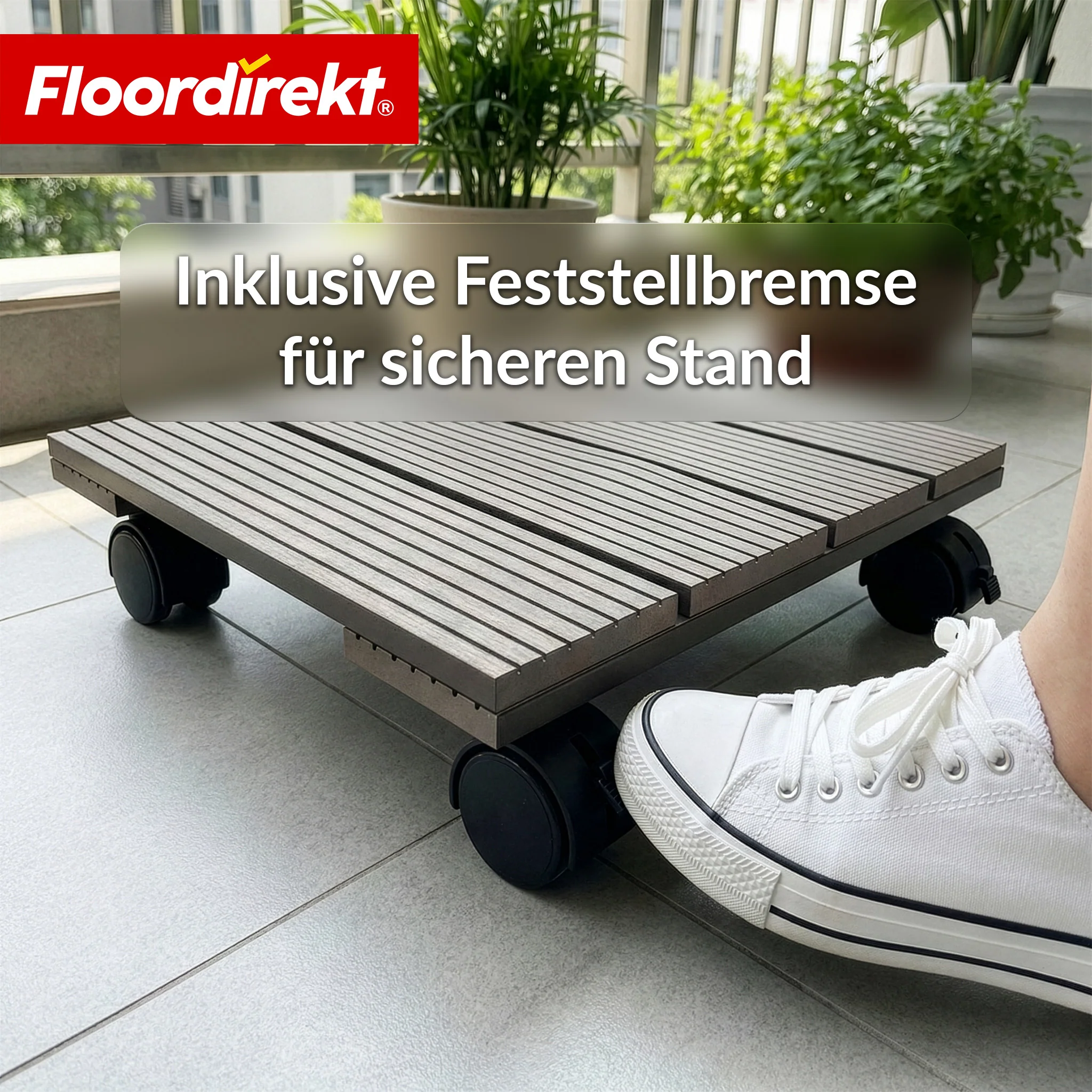WPC-Pflanzenroller | Marquis | Rolluntersetzer 30 x 30 cm | 360° Lenkrollen mit Bremse | Tragkraft bis 80 kg - Image 9