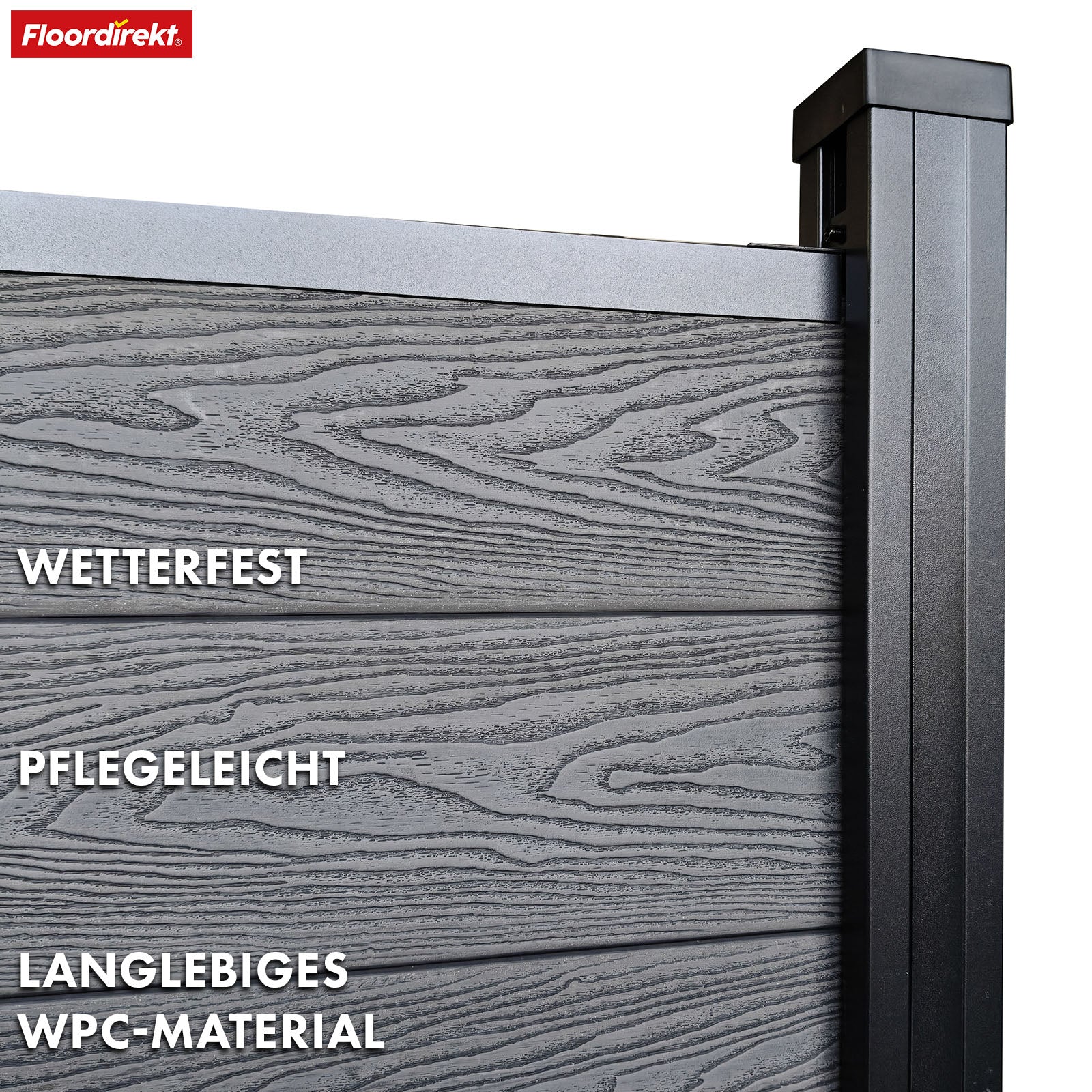 WPC Sichtschutzzaun | Kronos | 180x180 cm wetterfester Gartenzaun in 4 Farben mit robusten Aluminium-Pfosten - Image 12