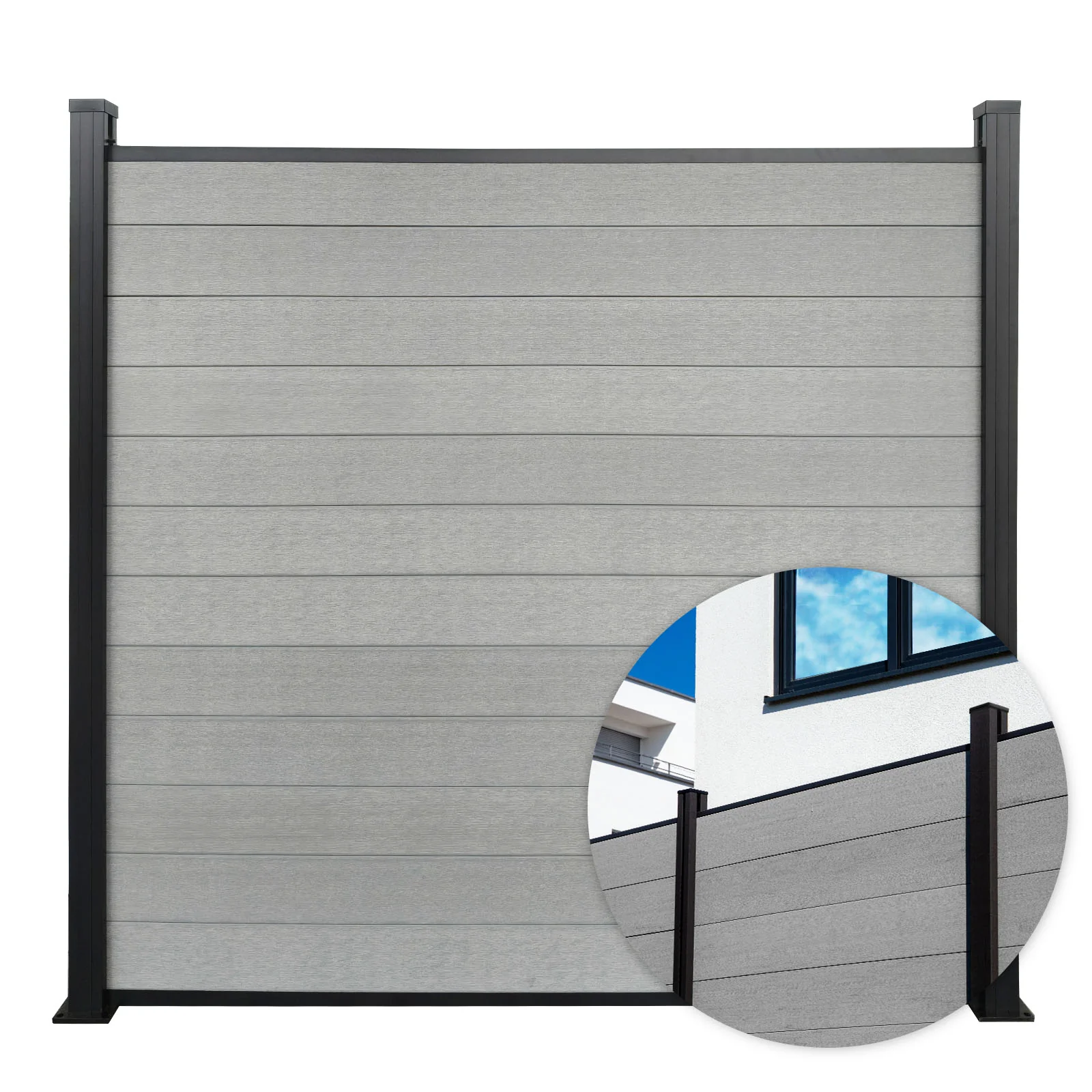 WPC Sichtschutzzaun | Kronos | 180x180 cm wetterfester Gartenzaun in 4 Farben mit robusten Aluminium-Pfosten - Image 19