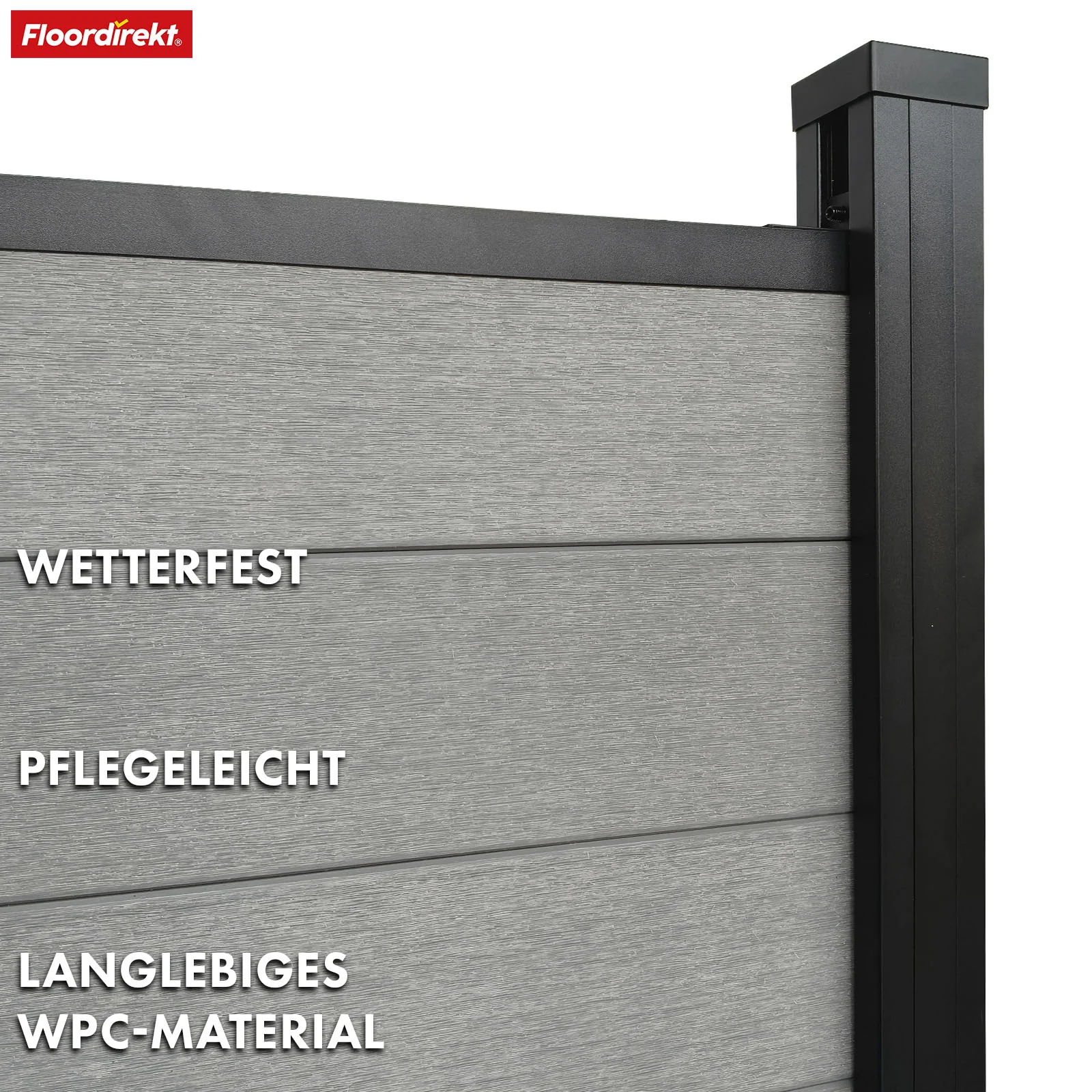 WPC Sichtschutzzaun | Kronos | 180x180 cm wetterfester Gartenzaun in 4 Farben mit robusten Aluminium-Pfosten - Image 21