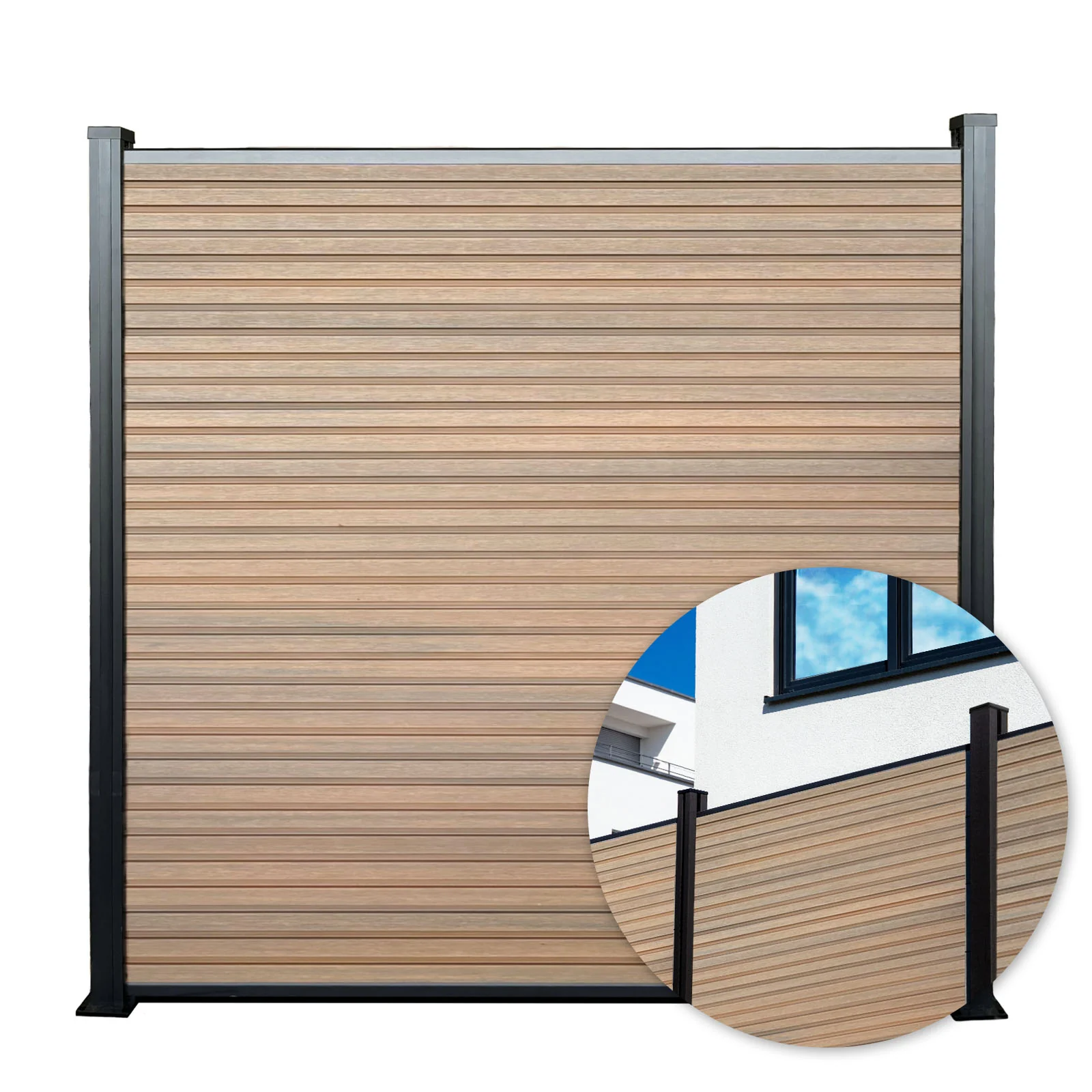 WPC Sichtschutzzaun | Kronos | 180x180 cm wetterfester Gartenzaun in 4 Farben mit robusten Aluminium-Pfosten - Image 28