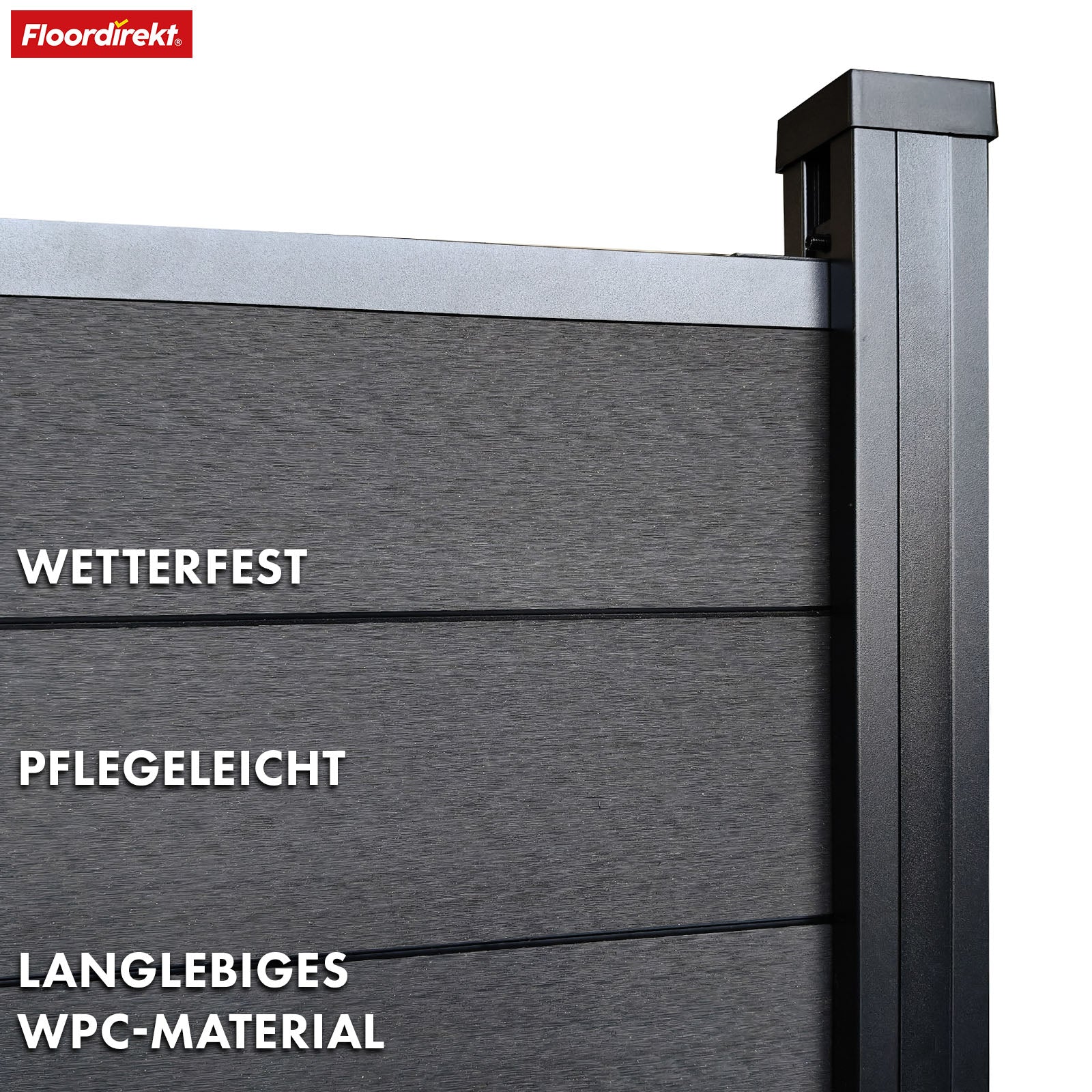 WPC Sichtschutzzaun | Kronos | 180x180 cm wetterfester Gartenzaun in 4 Farben mit robusten Aluminium-Pfosten - Image 3