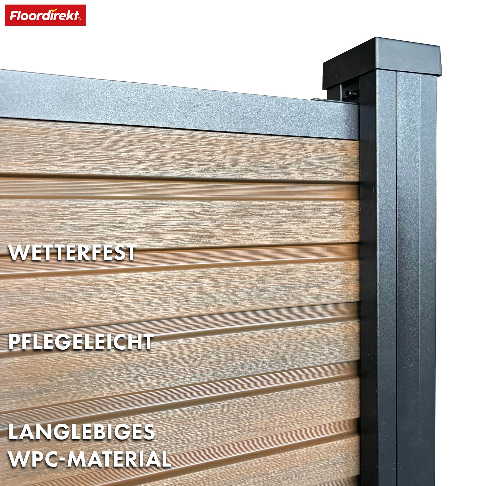 WPC Sichtschutzzaun | Kronos | 180x180 cm wetterfester Gartenzaun in 4 Farben mit robusten Aluminium-Pfosten - Image 30