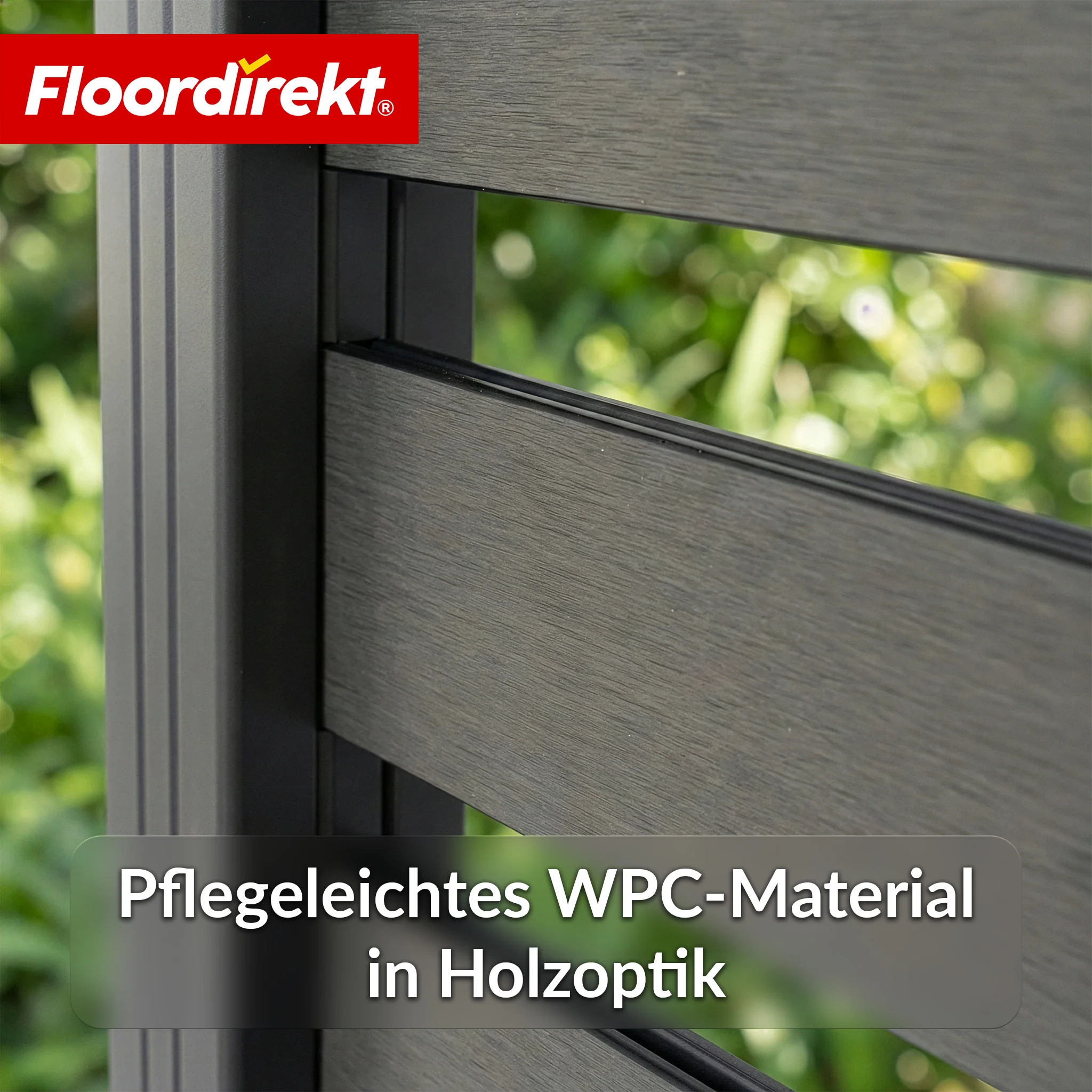WPC-Sichtschutzzaun | Milos | 180 x 180 cm in Anthrazit mit Aluminium-Pfosten - Image 4