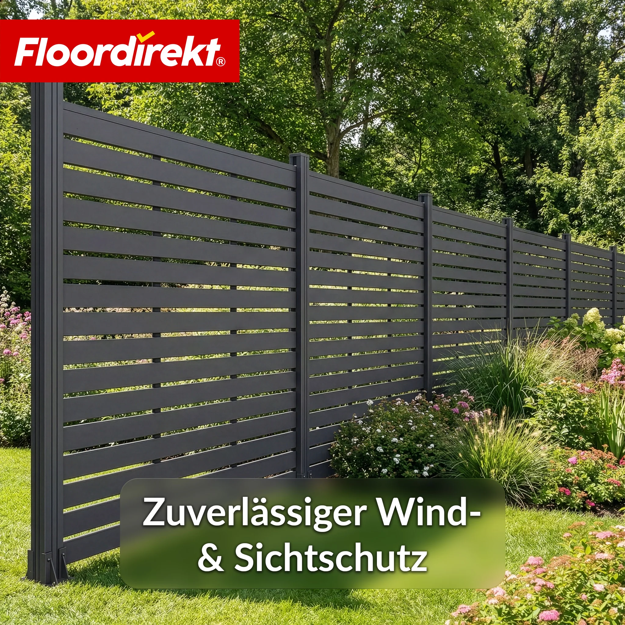 WPC-Sichtschutzzaun | Milos | 180 x 180 cm in Anthrazit mit Aluminium-Pfosten - Image 5