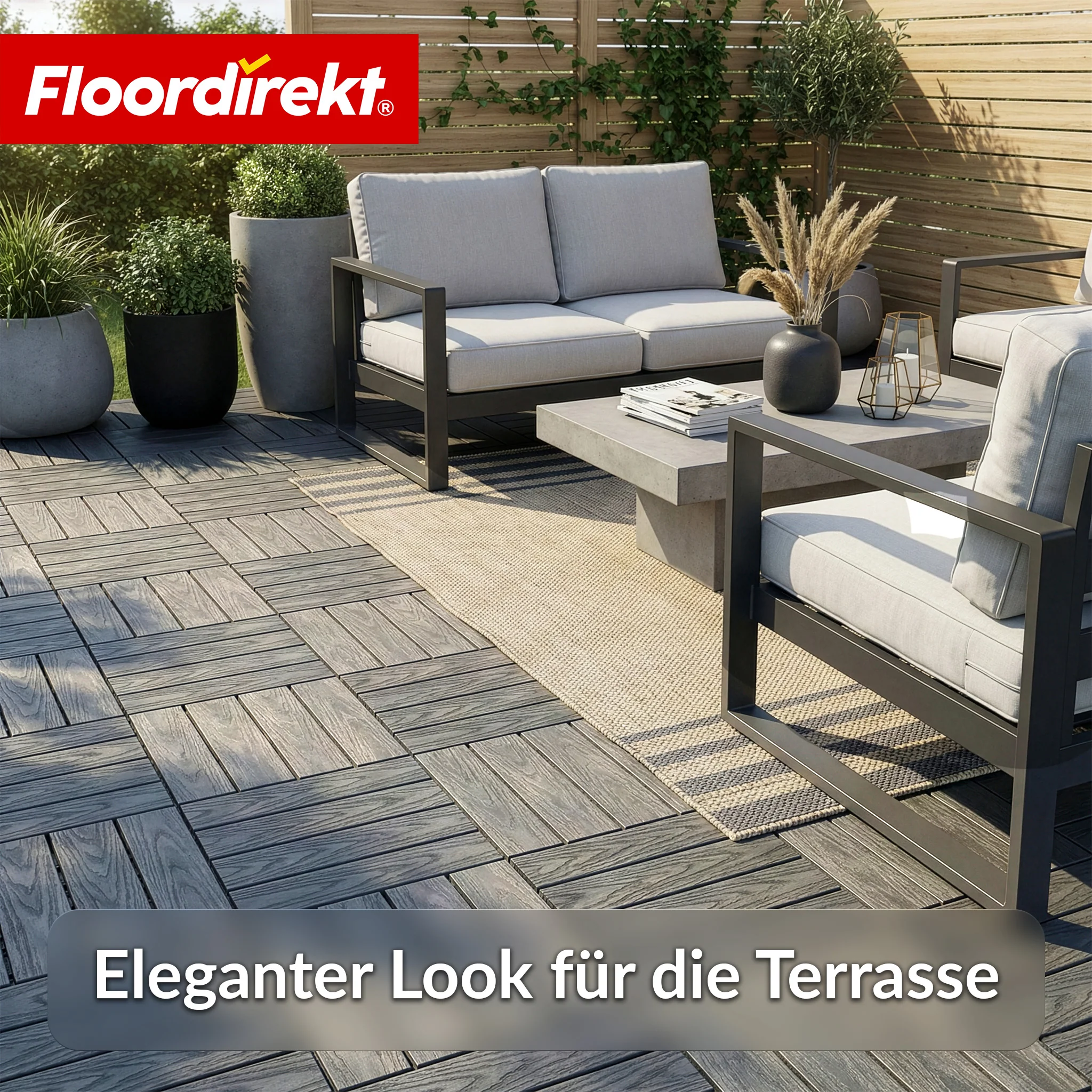 WPC-Terrassenfliese | Noble 3D | Moderne Klickfliese 30 x 30 cm für Balkon & Terrasse - Image 15