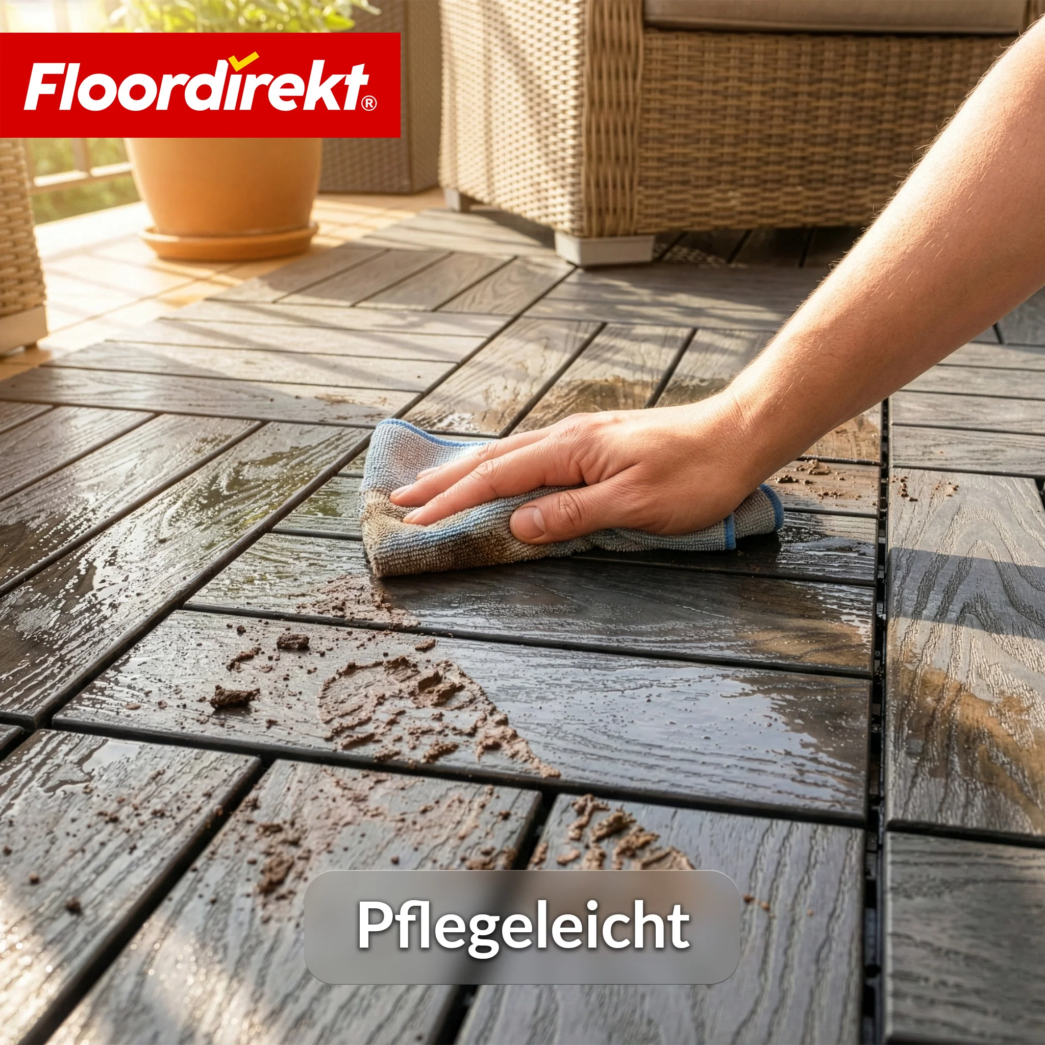 WPC-Terrassenfliese | Noble 3D | Moderne Klickfliese 30 x 30 cm für Balkon & Terrasse - Image 19