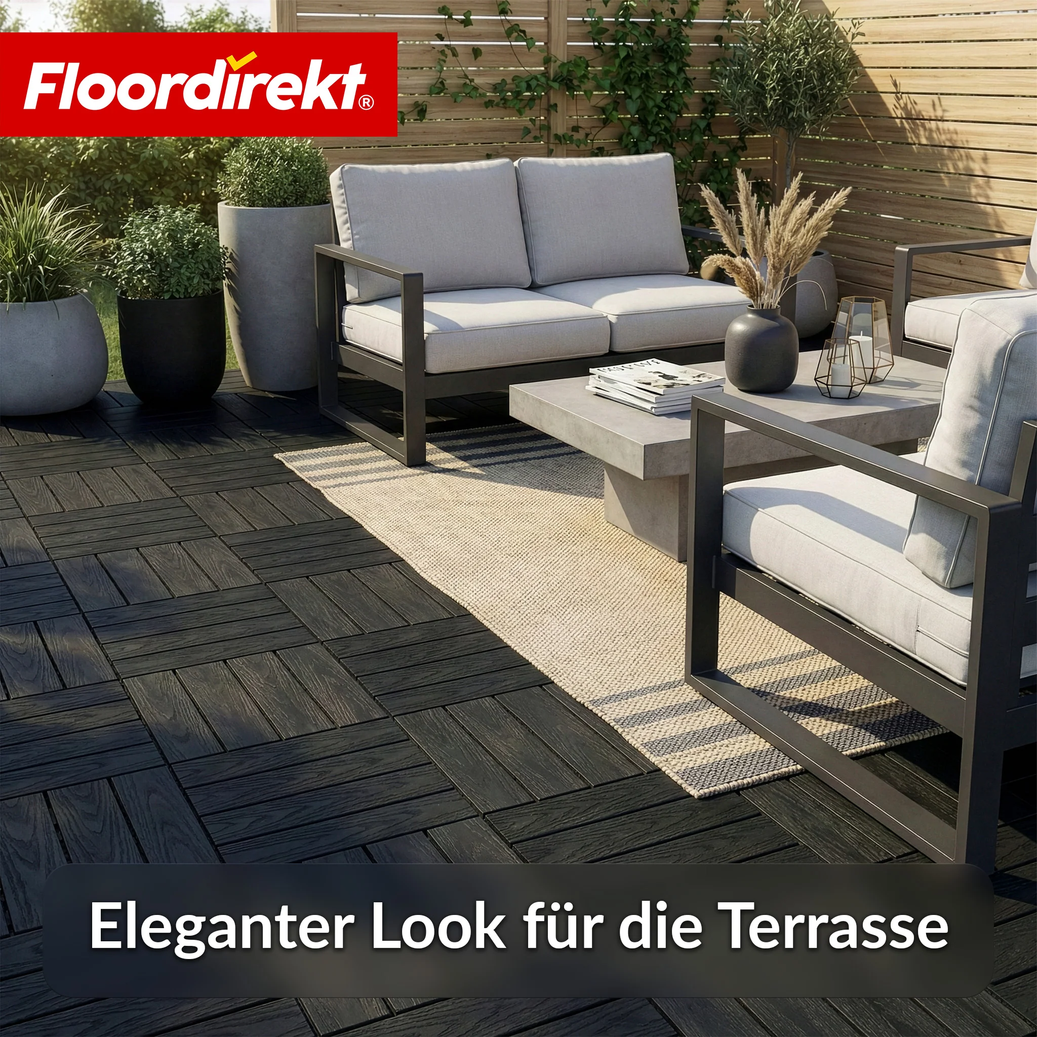 WPC-Terrassenfliese | Noble 3D | Moderne Klickfliese 30 x 30 cm für Balkon & Terrasse - Image 25