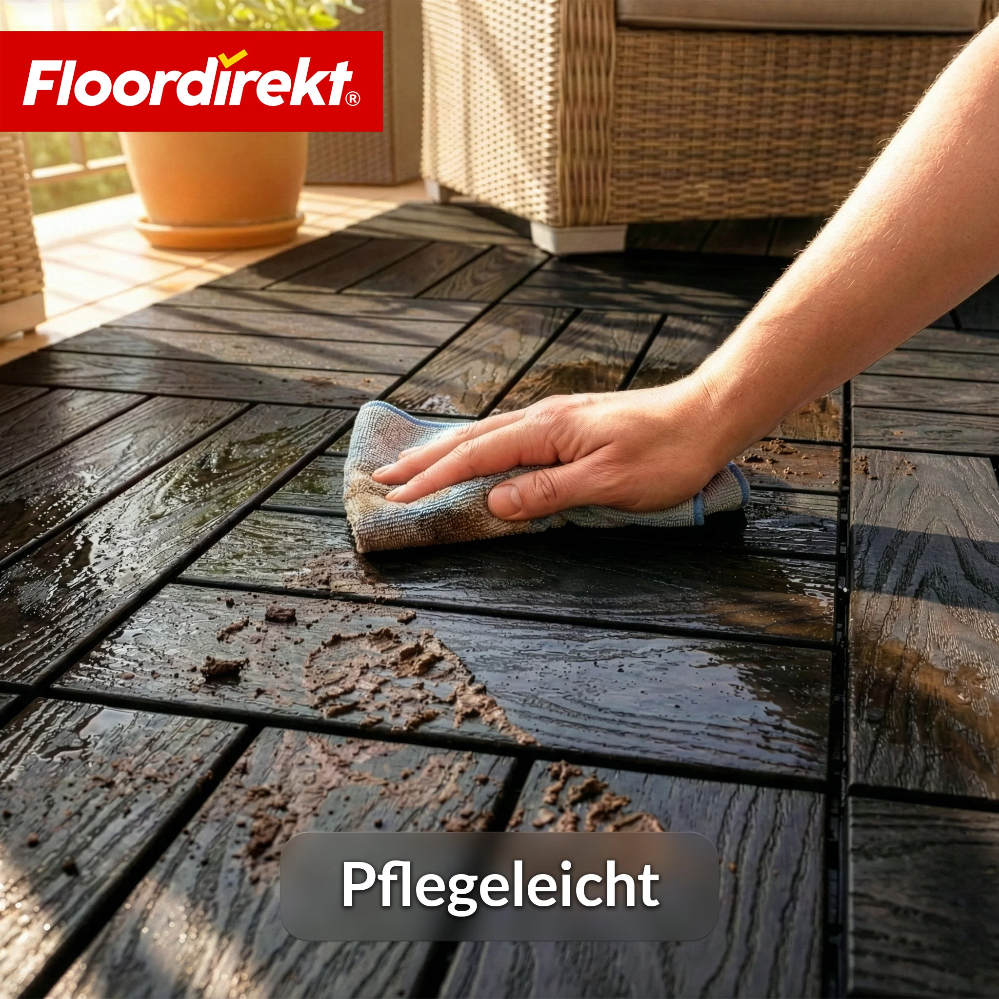 WPC-Terrassenfliese | Noble 3D | Moderne Klickfliese 30 x 30 cm für Balkon & Terrasse - Image 29