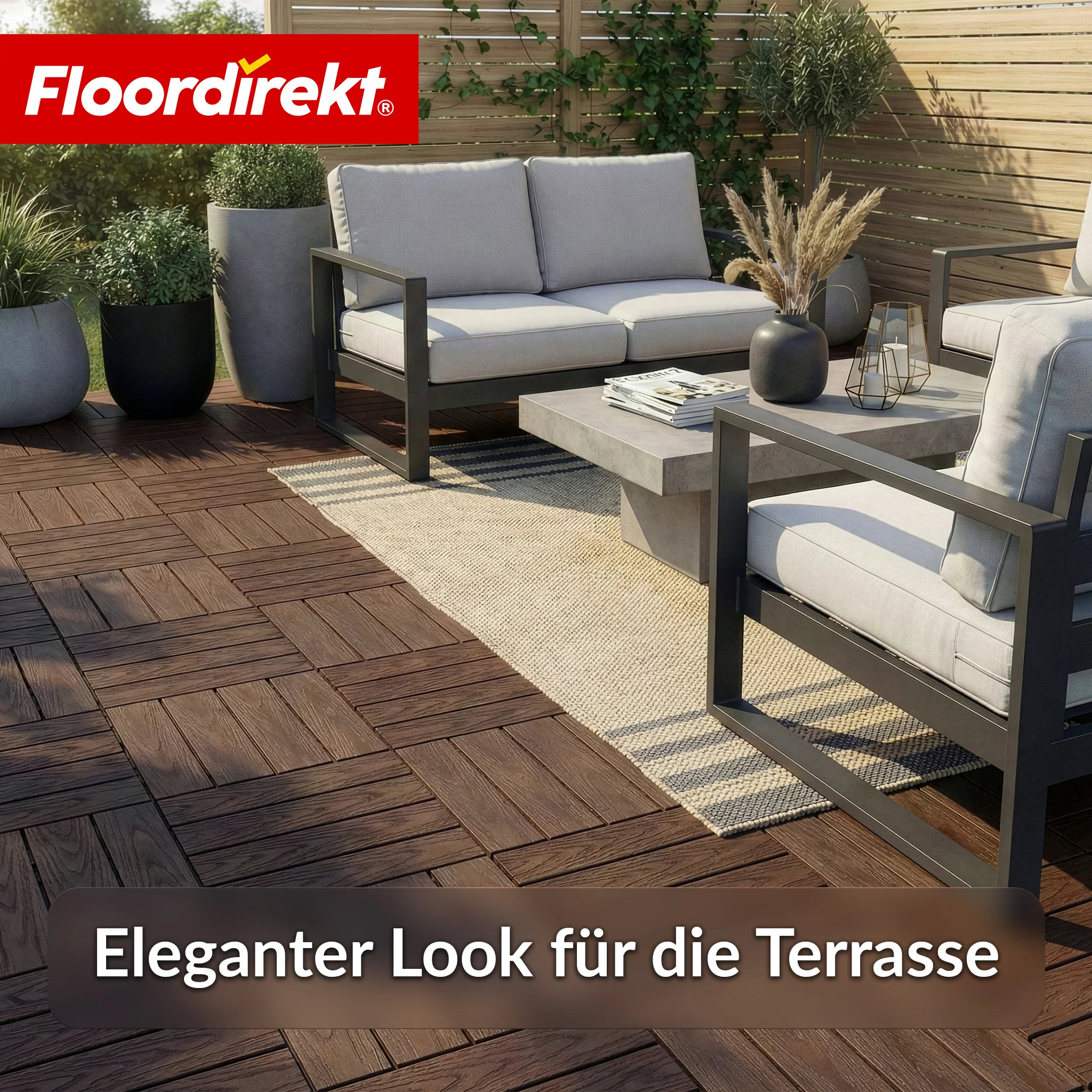 WPC-Terrassenfliese | Noble 3D | Moderne Klickfliese 30 x 30 cm für Balkon & Terrasse - Image 5