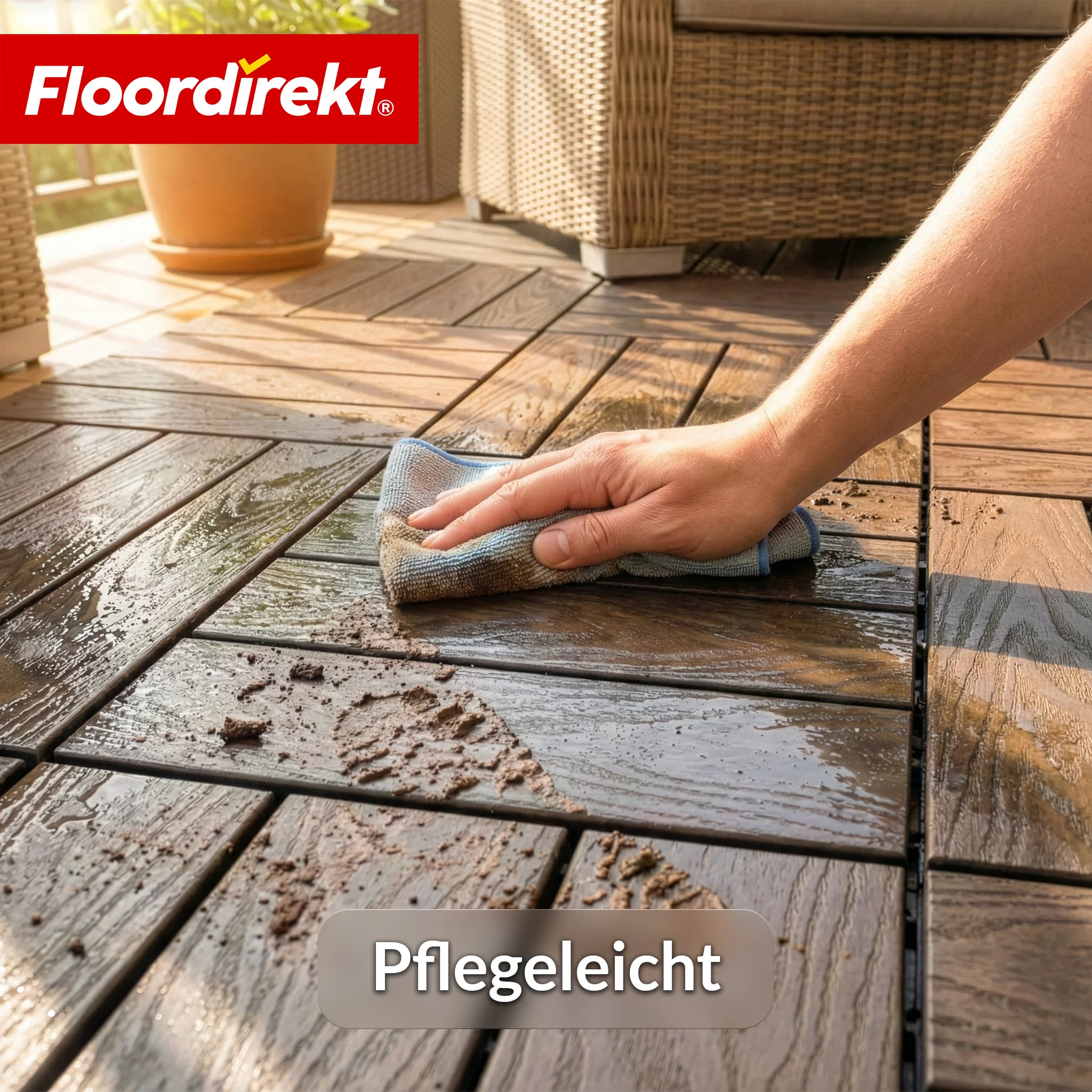 WPC-Terrassenfliese | Noble 3D | Moderne Klickfliese 30 x 30 cm für Balkon & Terrasse - Image 9